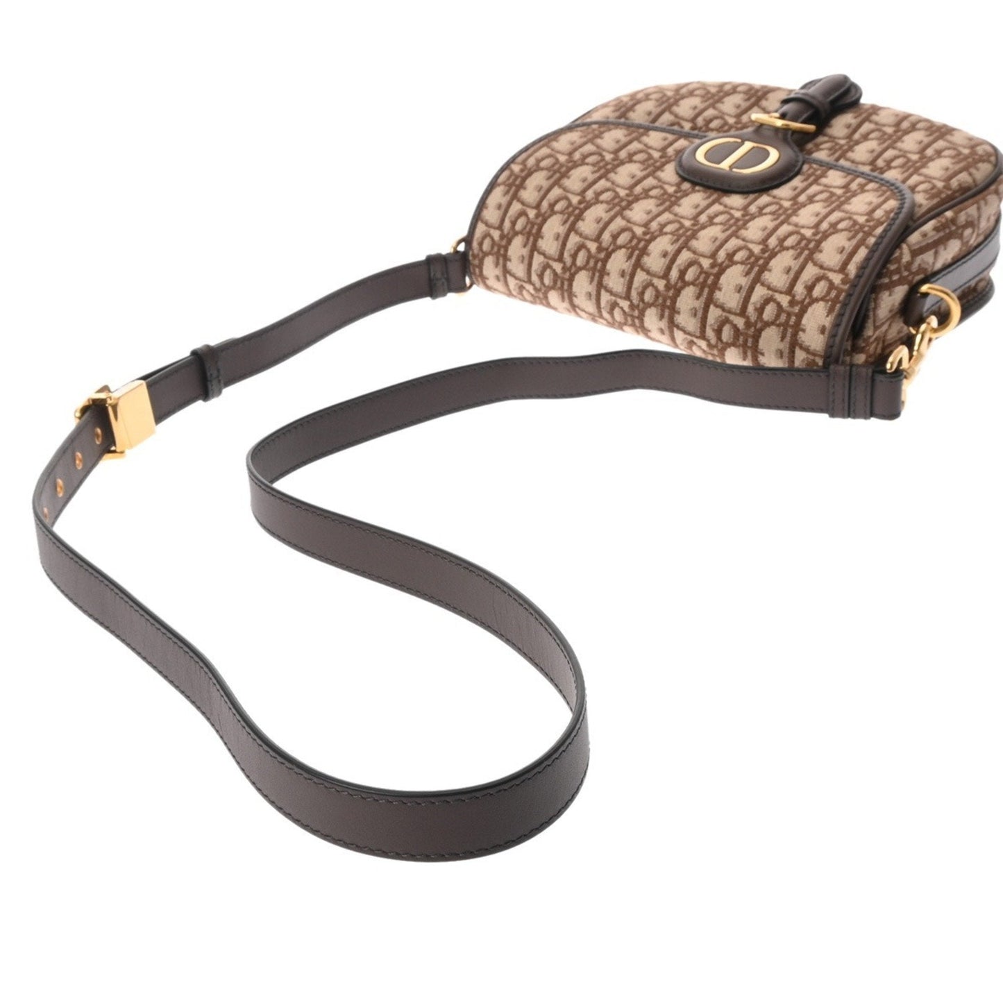 Christian Dior Brown Jacquard Leather Shoulder Bag  