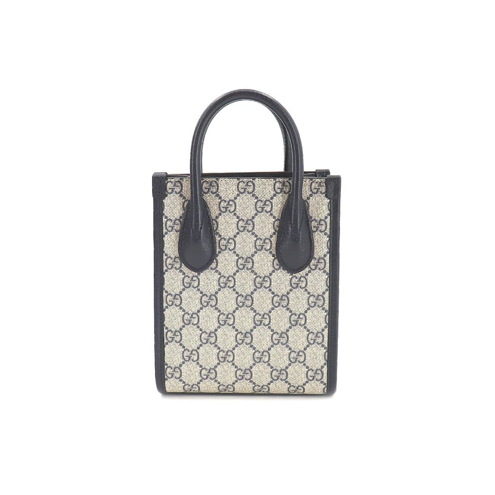 Gucci GG Supreme Blue Leather Canvas Tote