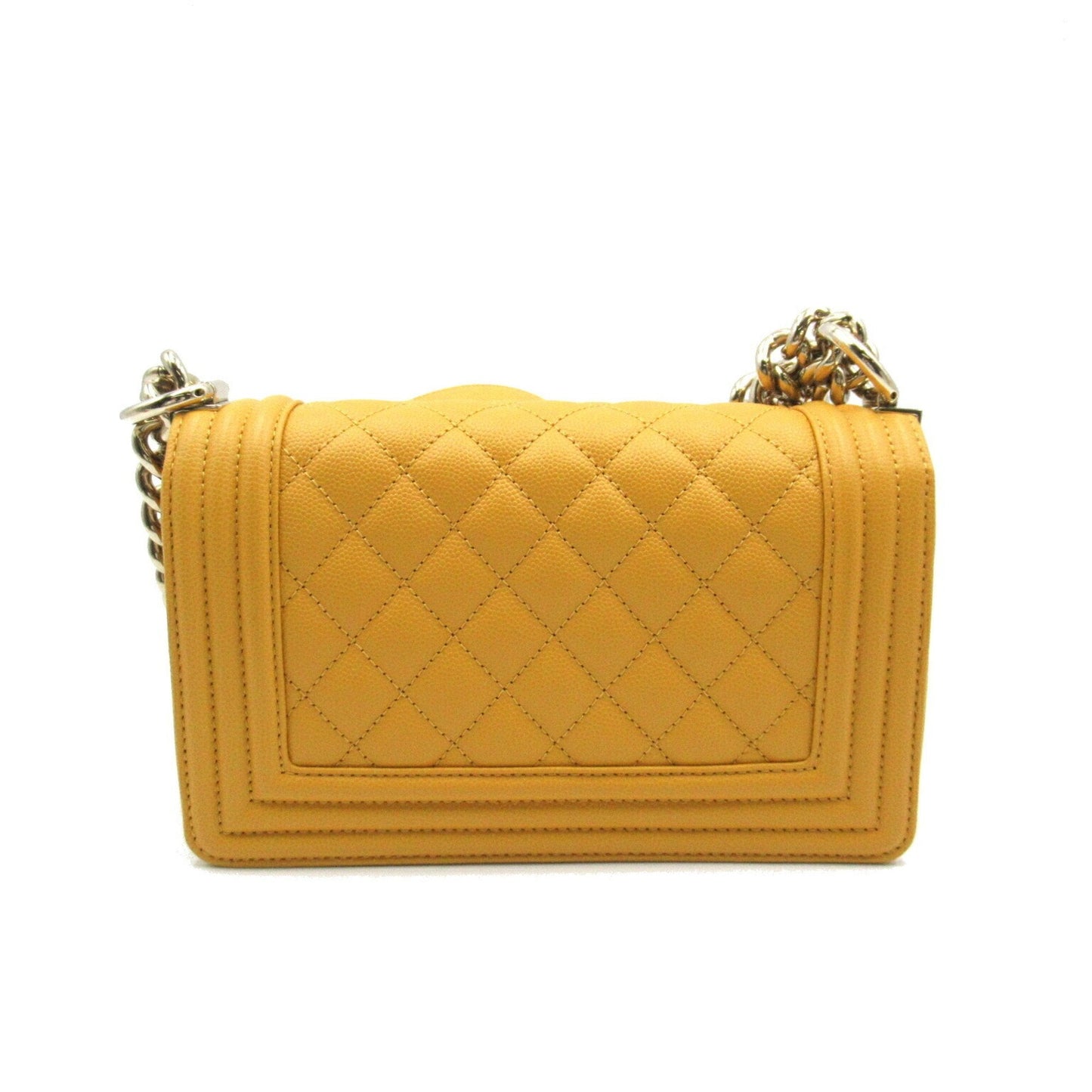 CHANEL Boy Chanel Chain Shoulder Bag Caviar Skin Grained Calf Women s Yellow A67085