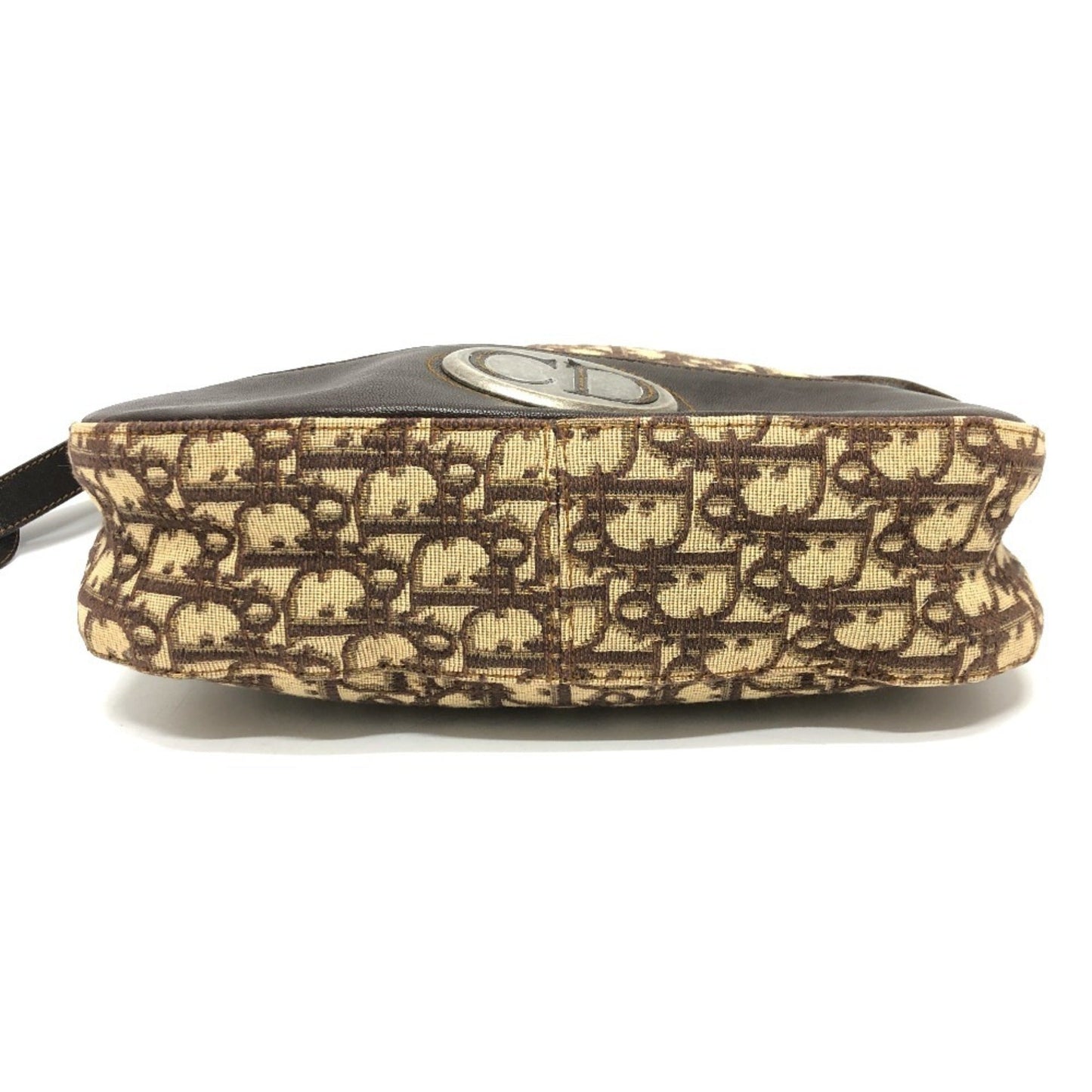Christian Dior Brown Canvas Leather Shoulder Bag  