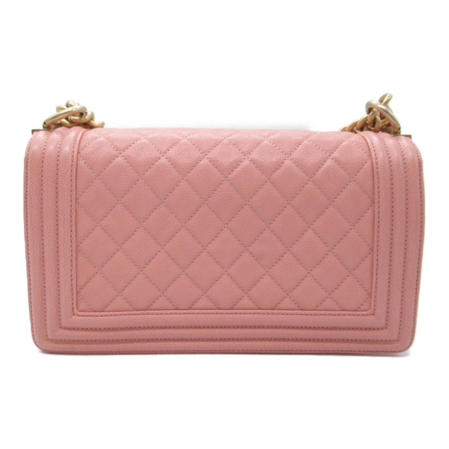 CHANEL Boy Chanel Chain Shoulder Bag Caviar Skin Grained Calf Women s Pink
