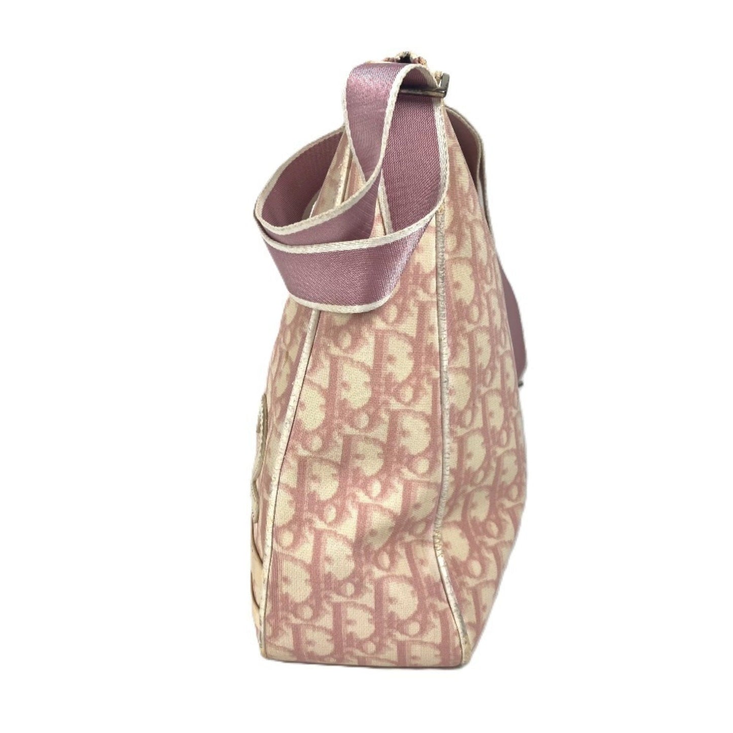 Christian Dior Trotter Pink White Pvc Leather Shoulder Bag  
