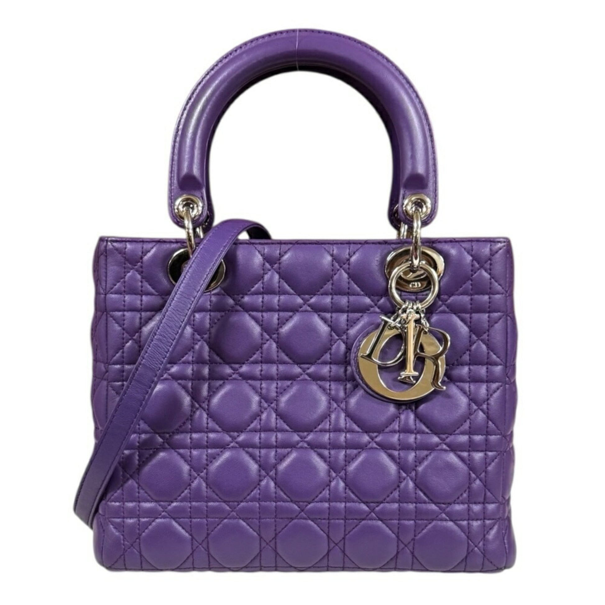 Christian Dior Lady Dior Purple Leather Shoulder Bag  