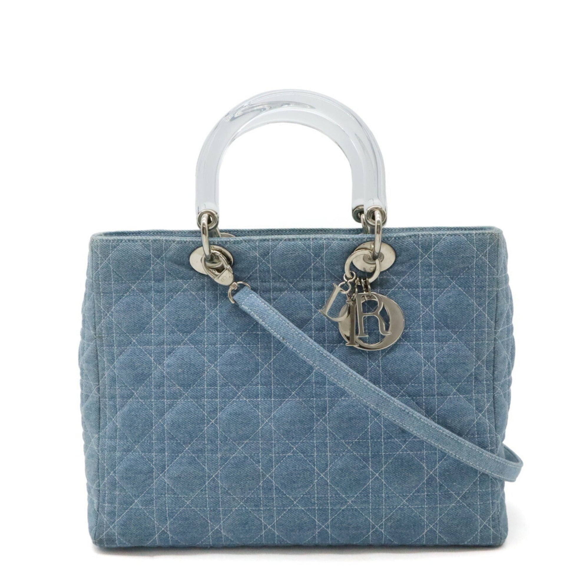 Christian Dior Clear Light Blue Denim Plastic Handbag Shoulder Bag  