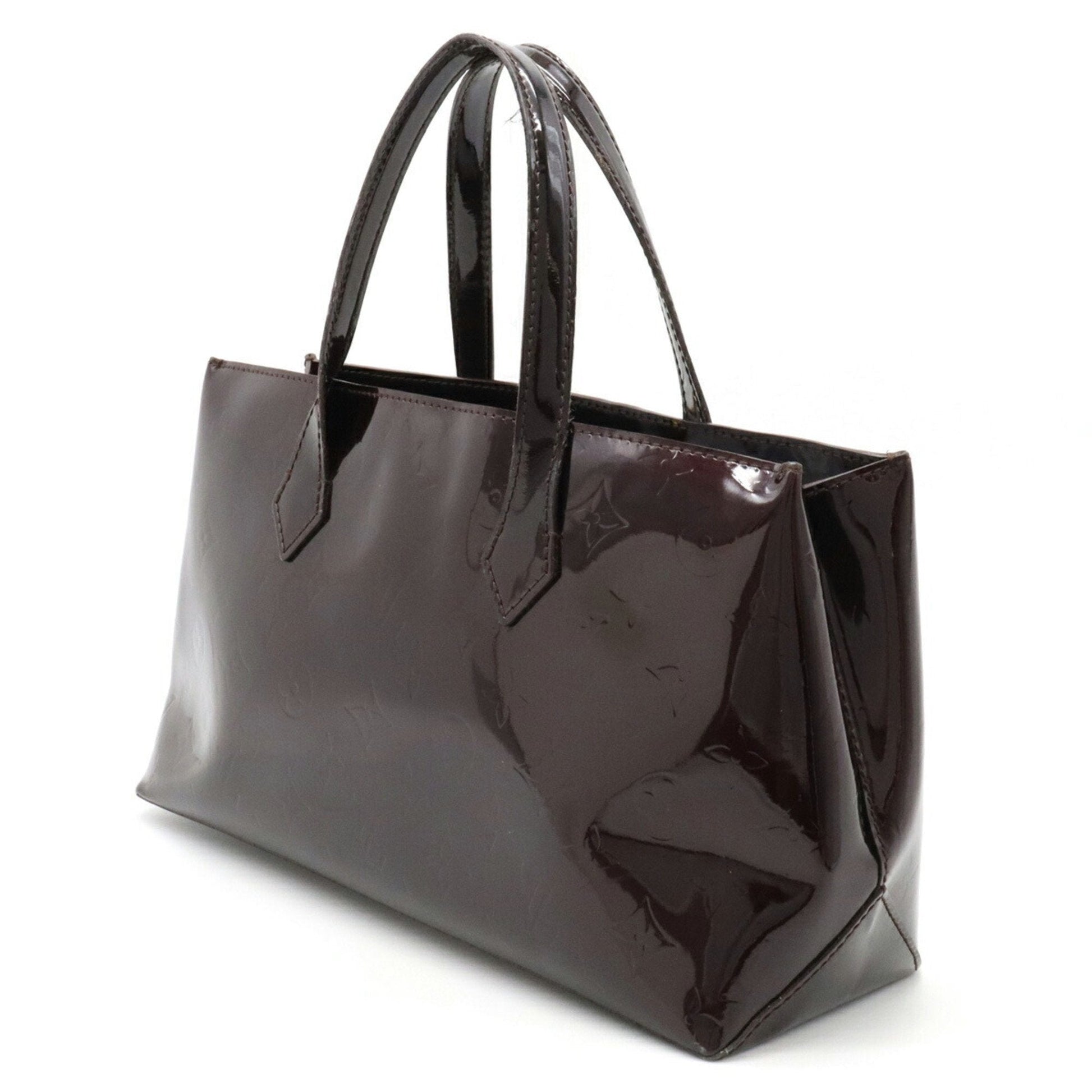 LOUIS VUITTON Monogram Vernis Wilshire PM Handbag Tote Bag Enamel Calf Amarant