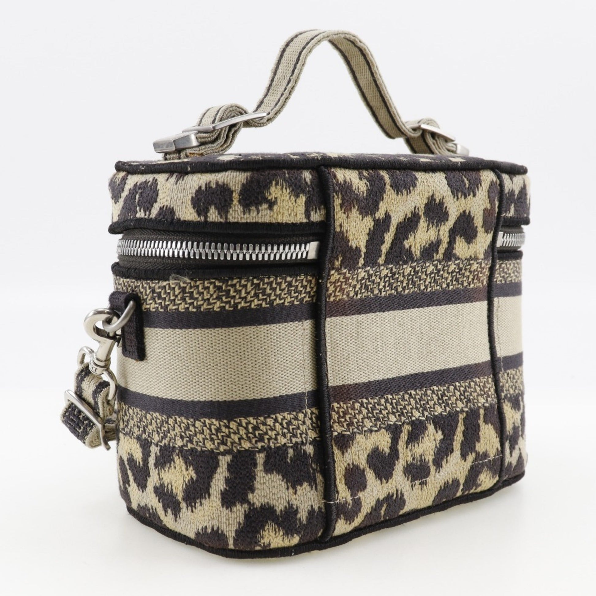 Christian Dior Beige Canvas Handbag Vanity Bag  
