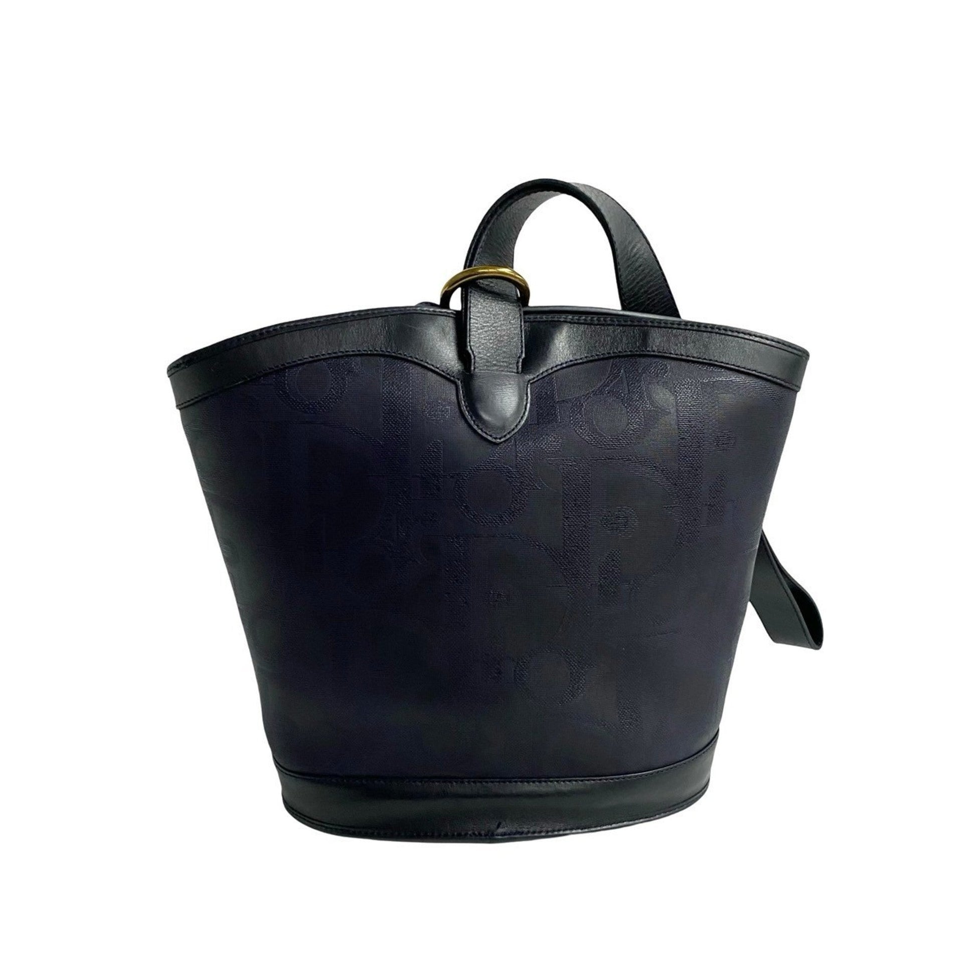 Christian Dior Navy Leather Pvc Shoulder Bag Tote Bag  