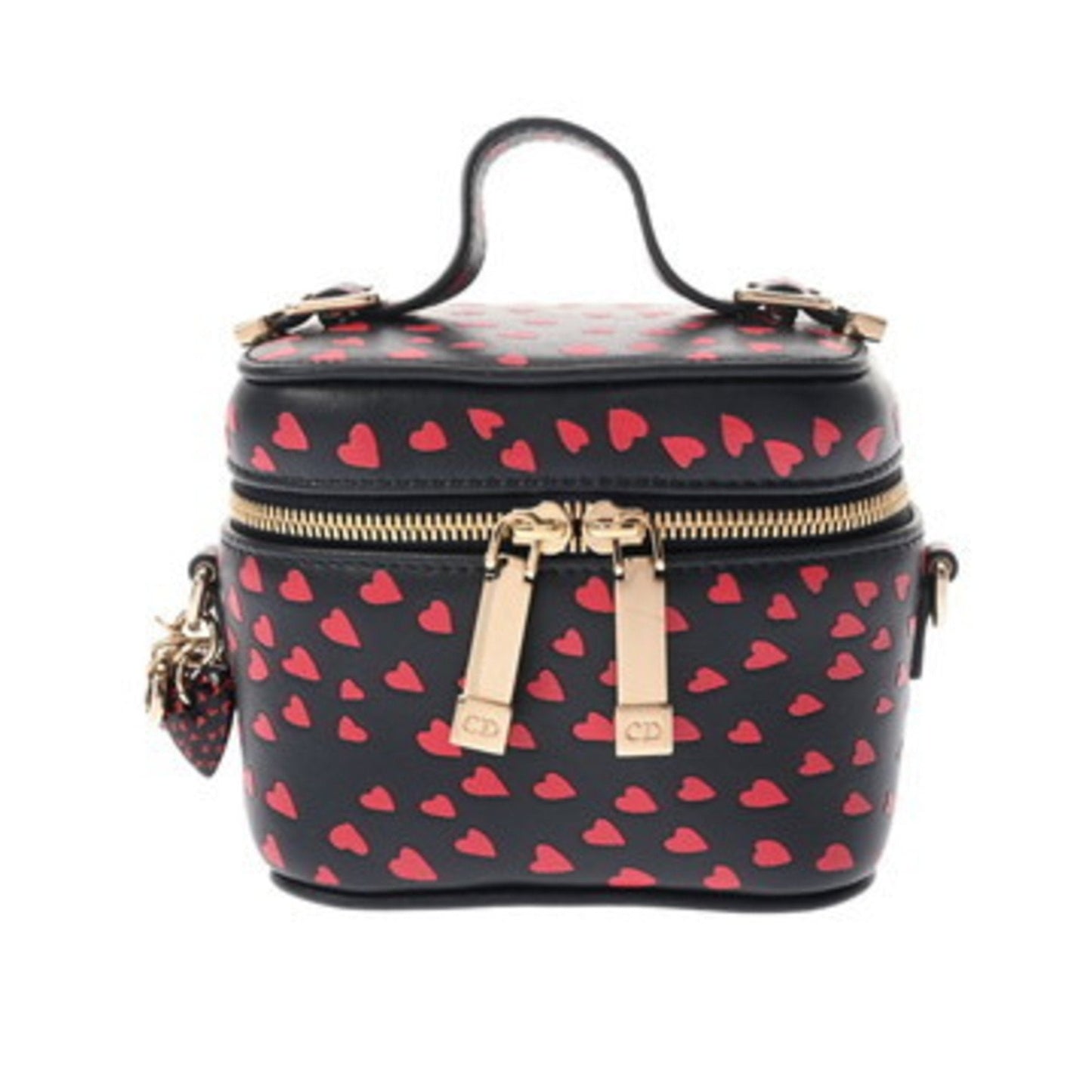 Christian Dior Black Red Color Leather Vanity Bag  
