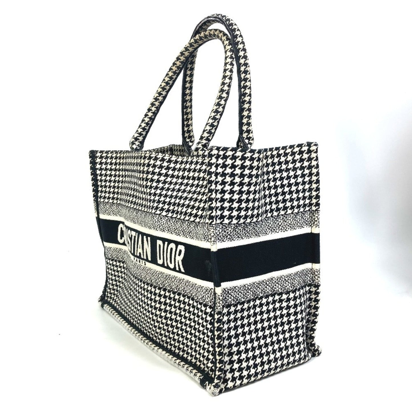 Christian Dior Black White Canvas Shoulder Bag Tote Bag  