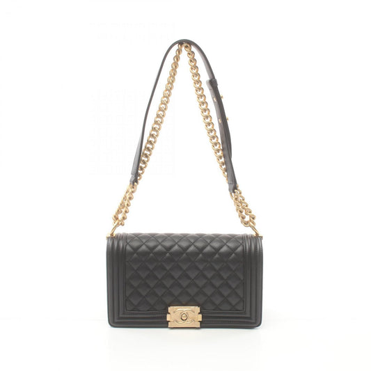 CHANEL Boy Chanel Matelasse Shoulder Bag Lambskin Women s Black A67086