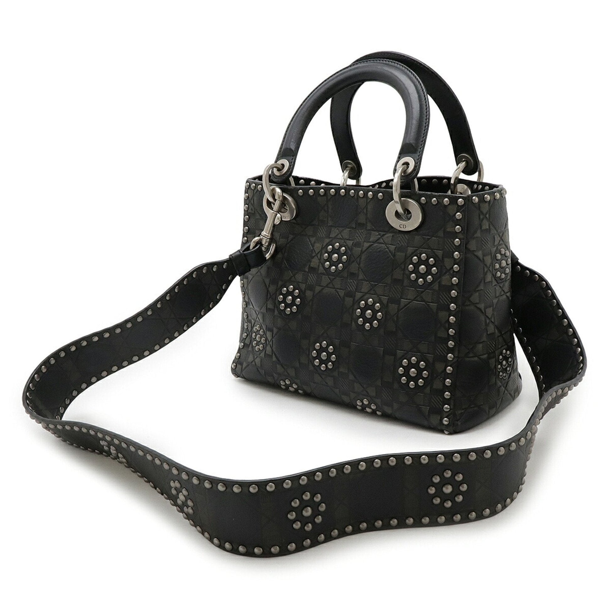 Christian Dior Black Khaki Leather Handbag Shoulder Bag  