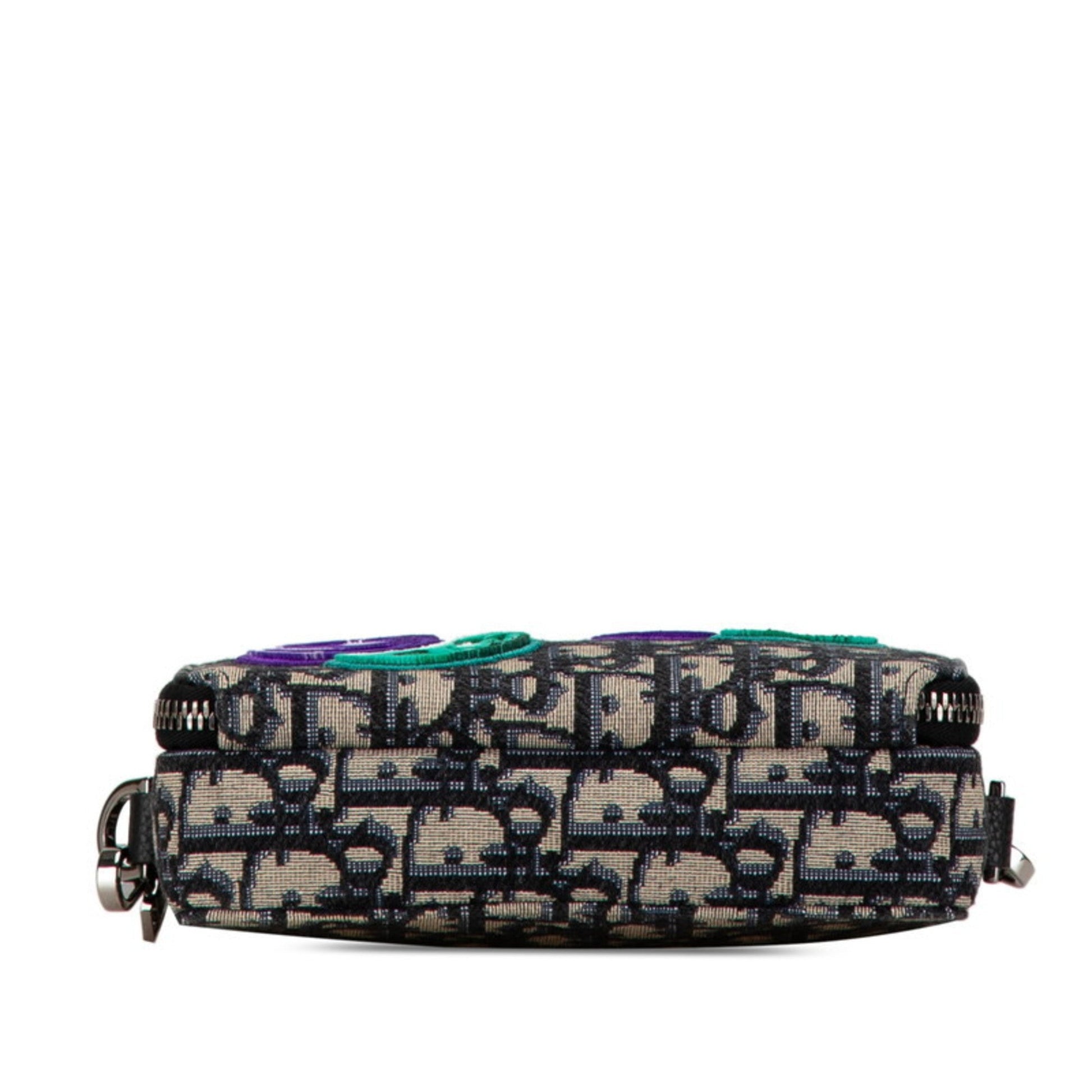 Christian Dior Beige Navy Jacquard Shoulder Bag  