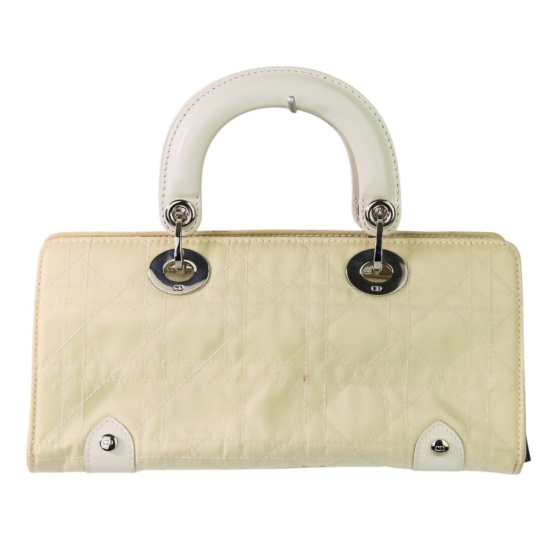 Christian Dior Off-White Nylon Leather Handbag  