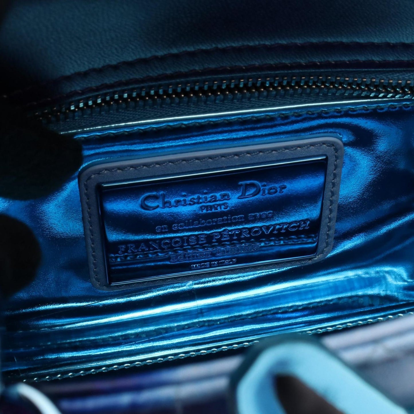 Christian Dior Blue Navy Purple Leather Handbag  