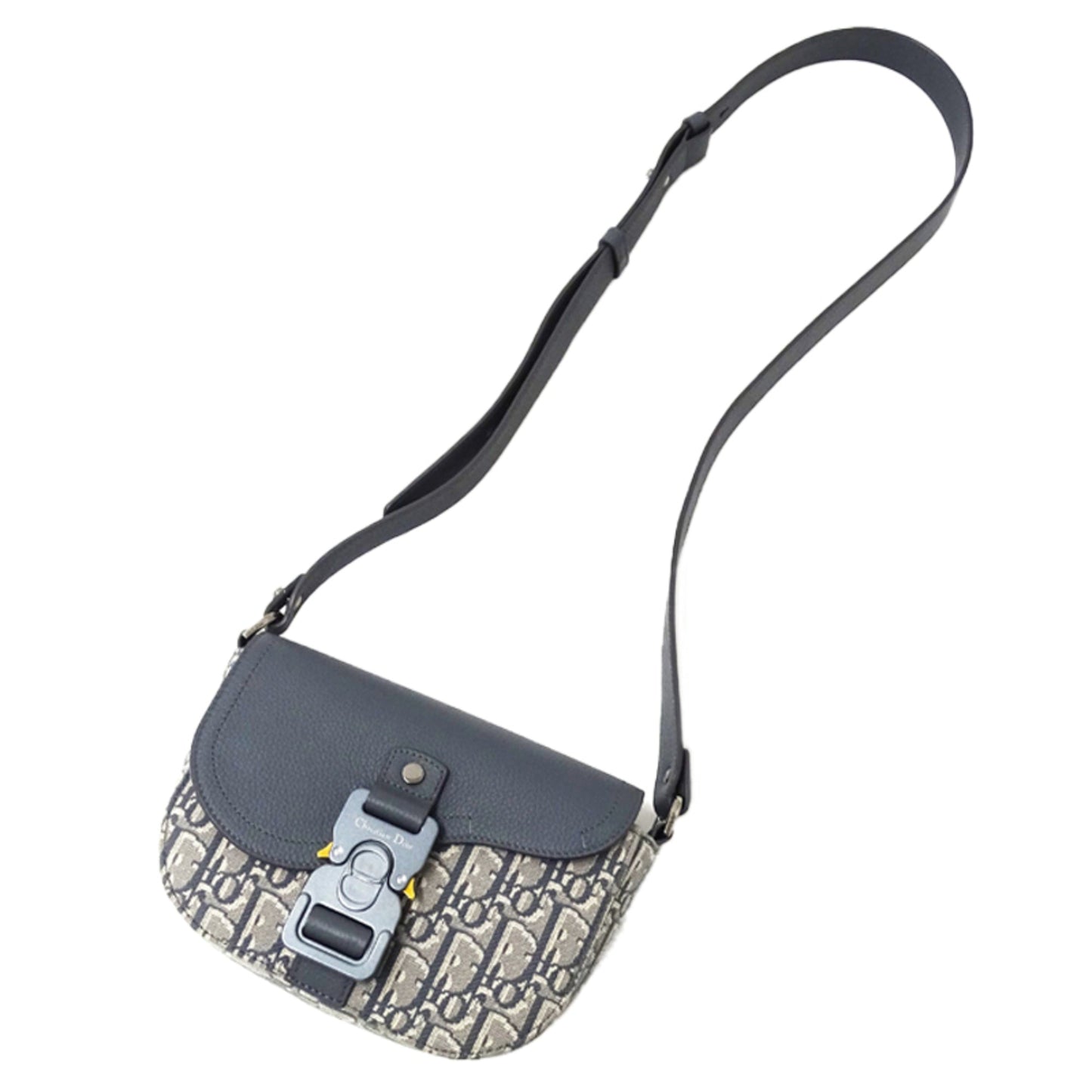 Christian Dior Gray Jacquard Leather Shoulder Bag  
