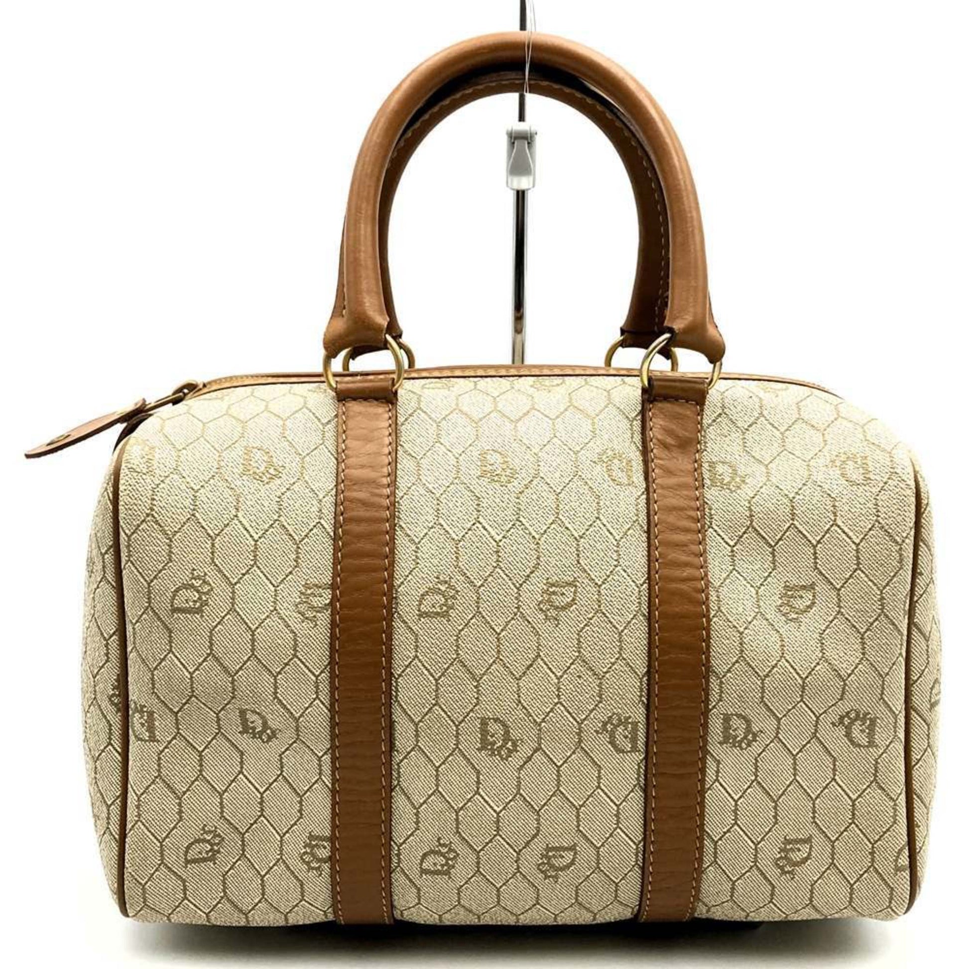 Christian Dior Beige Brown Pvc Handbag  