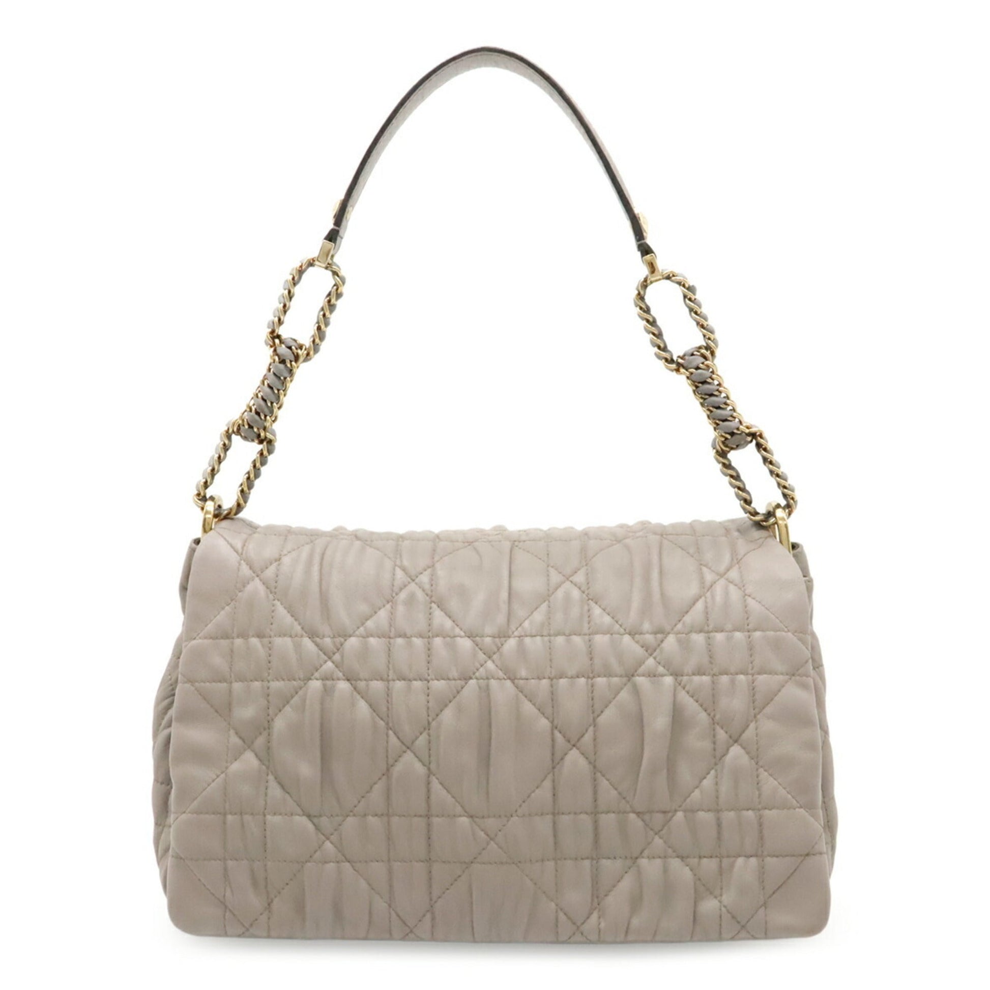 Christian Dior Gray Leather Shoulder Bag  