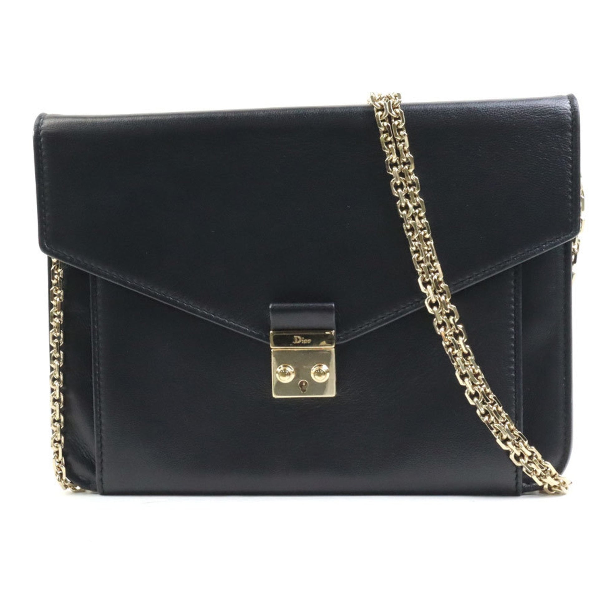 Christian Dior Black Leather Clutch Bag  