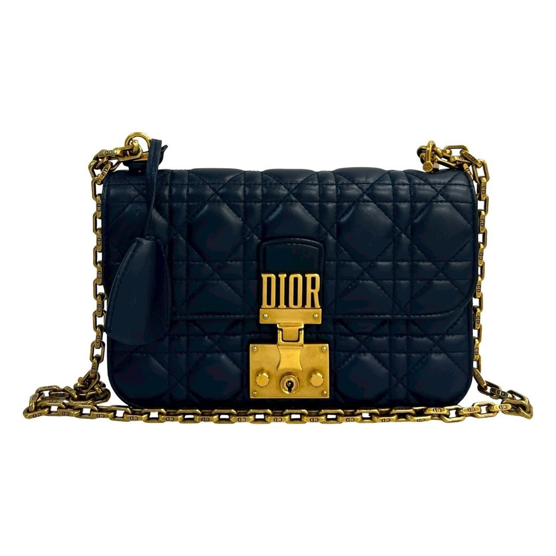 Christian Dior Blue Leather Shoulder Bag  