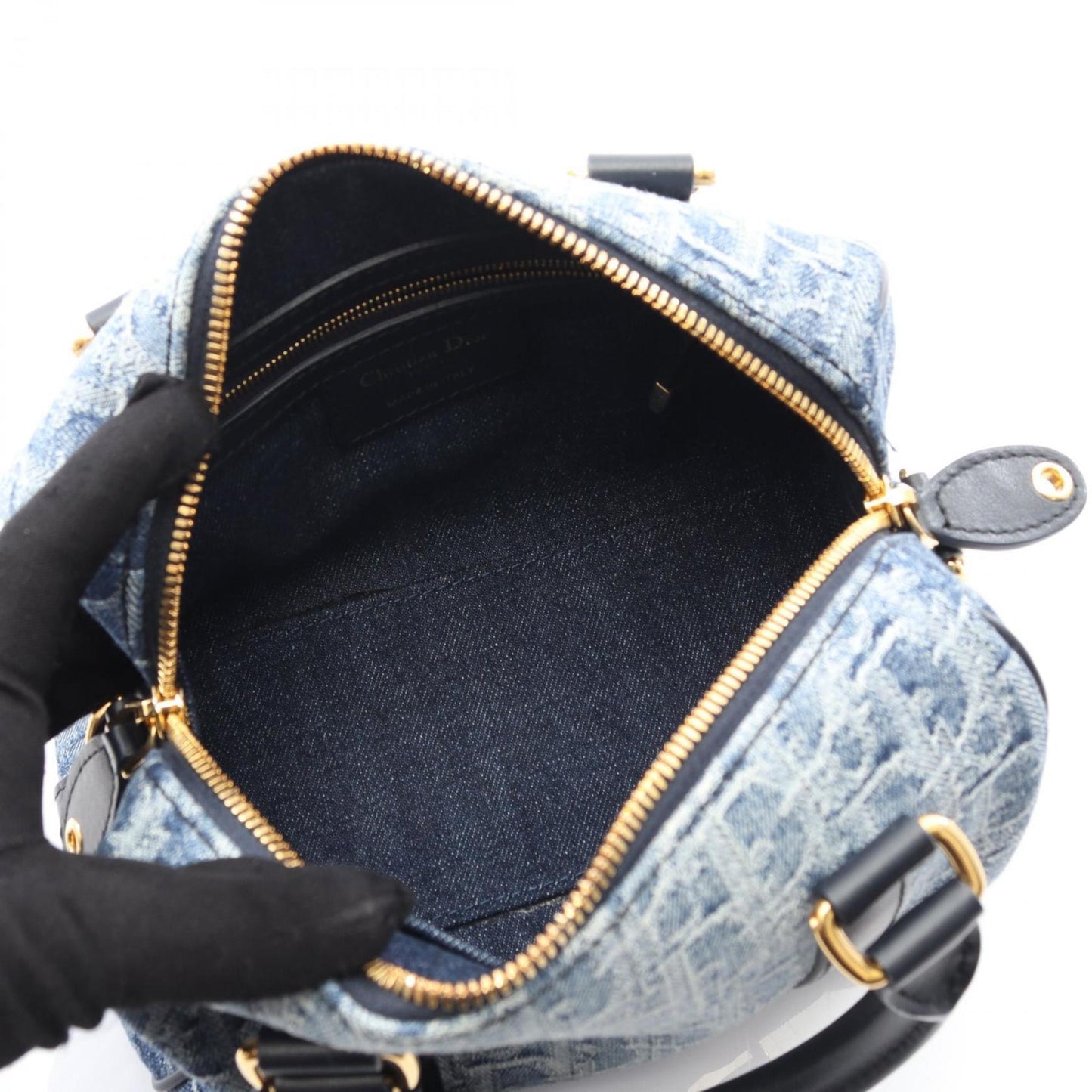 Christian Dior Navy Denim Leather Handbag  