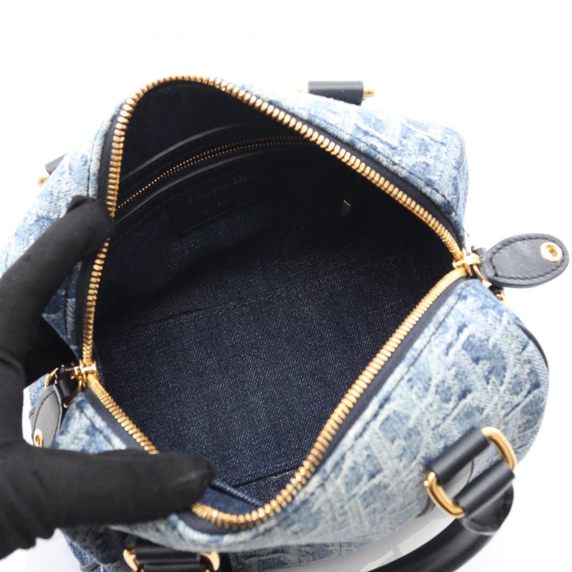 Christian Dior Navy Denim Leather Handbag  