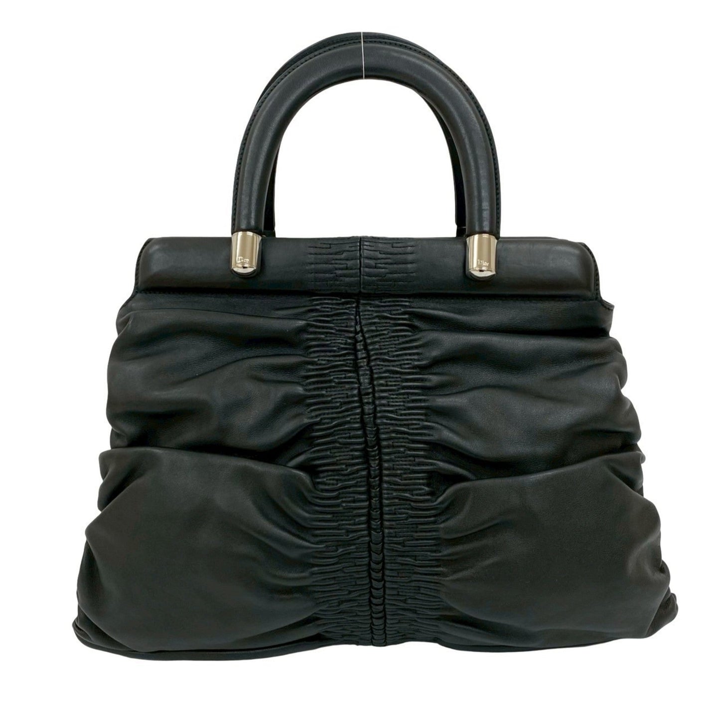 Christian Dior Black Leather Handbag Tote Bag  