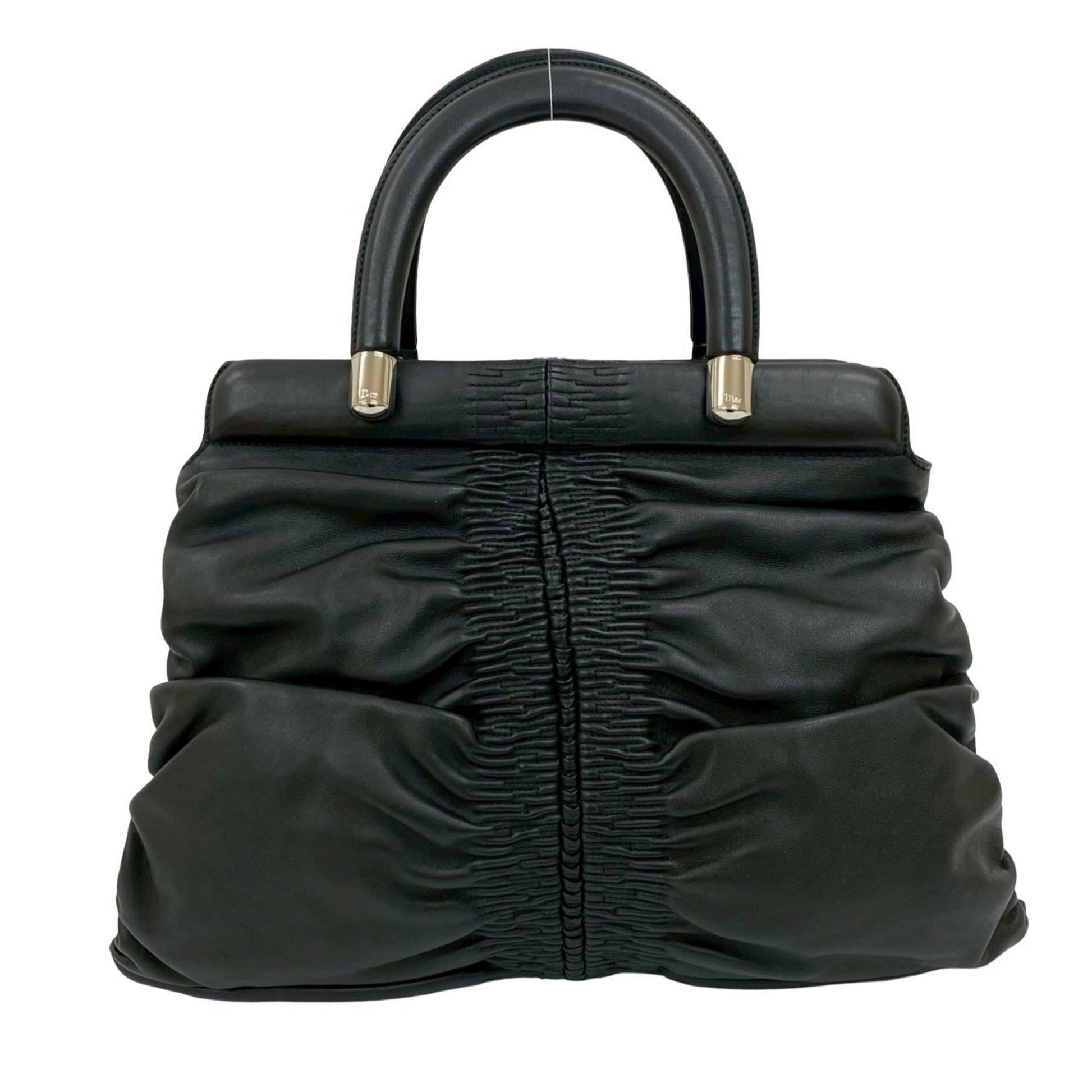 Christian Dior Black Leather Handbag Tote Bag  