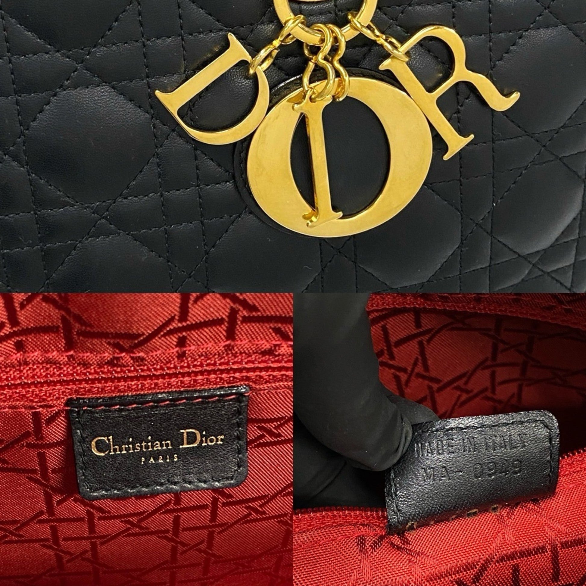 Christian Dior Black Leather Handbag Tote Bag  