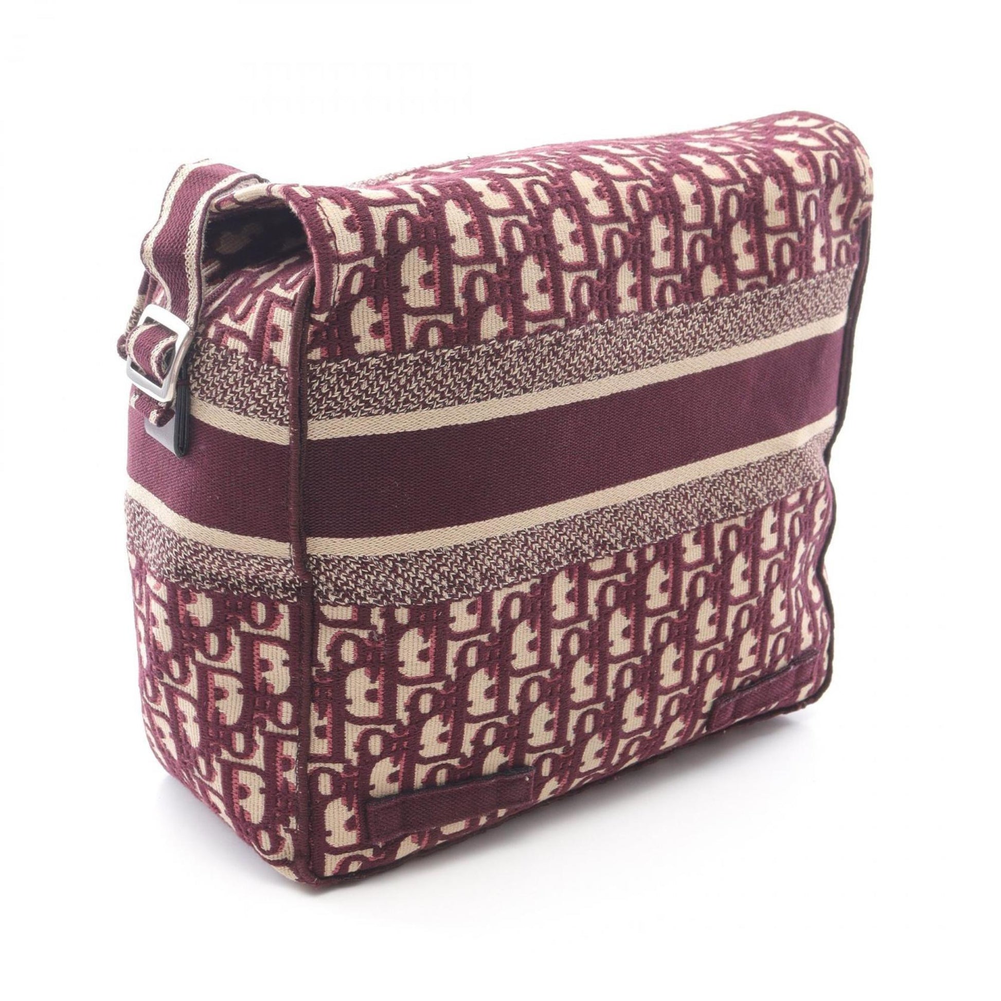 Christian Dior Beige Bordeaux Canvas Leather Shoulder Bag  