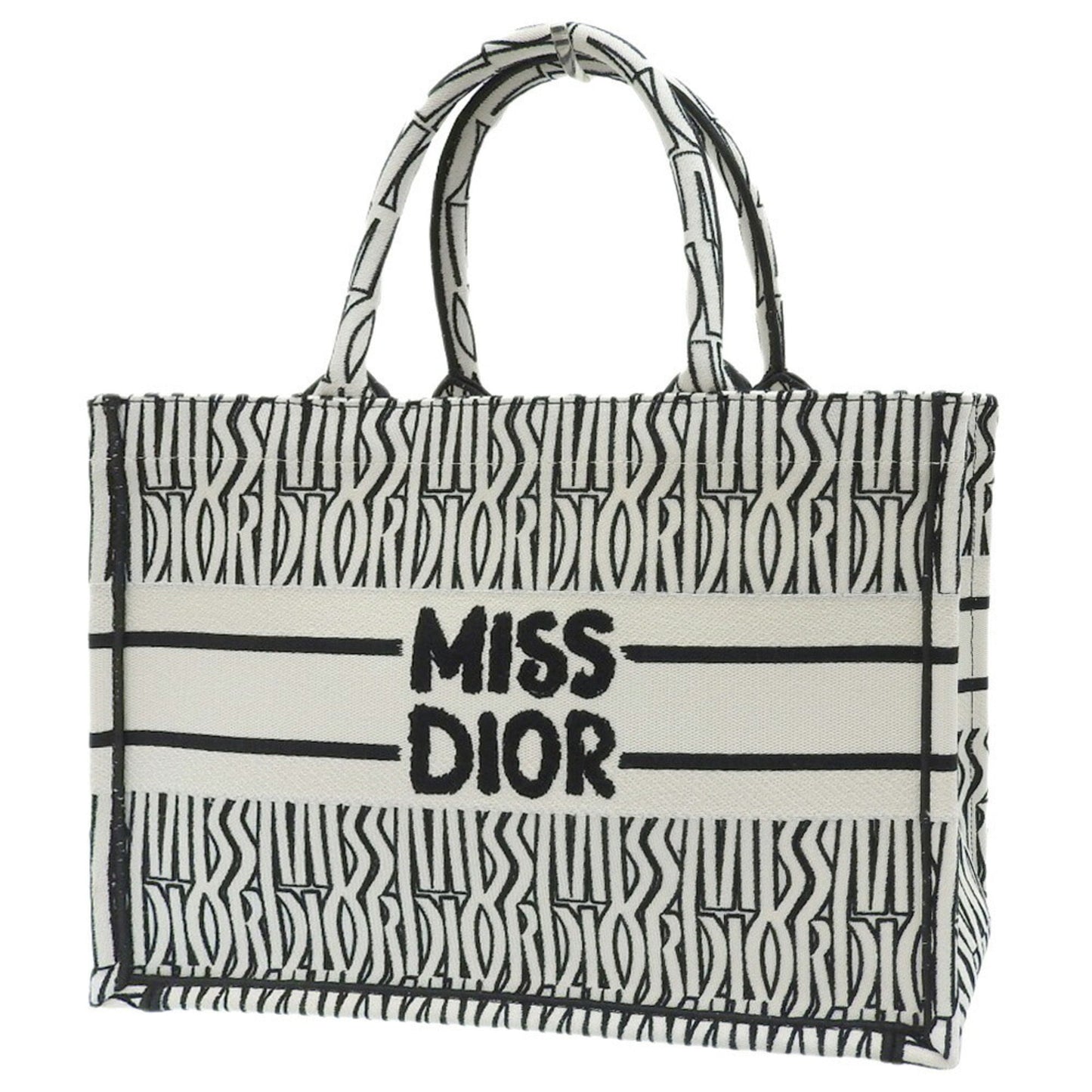 Christian Dior Black White Jacquard Tote Bag  