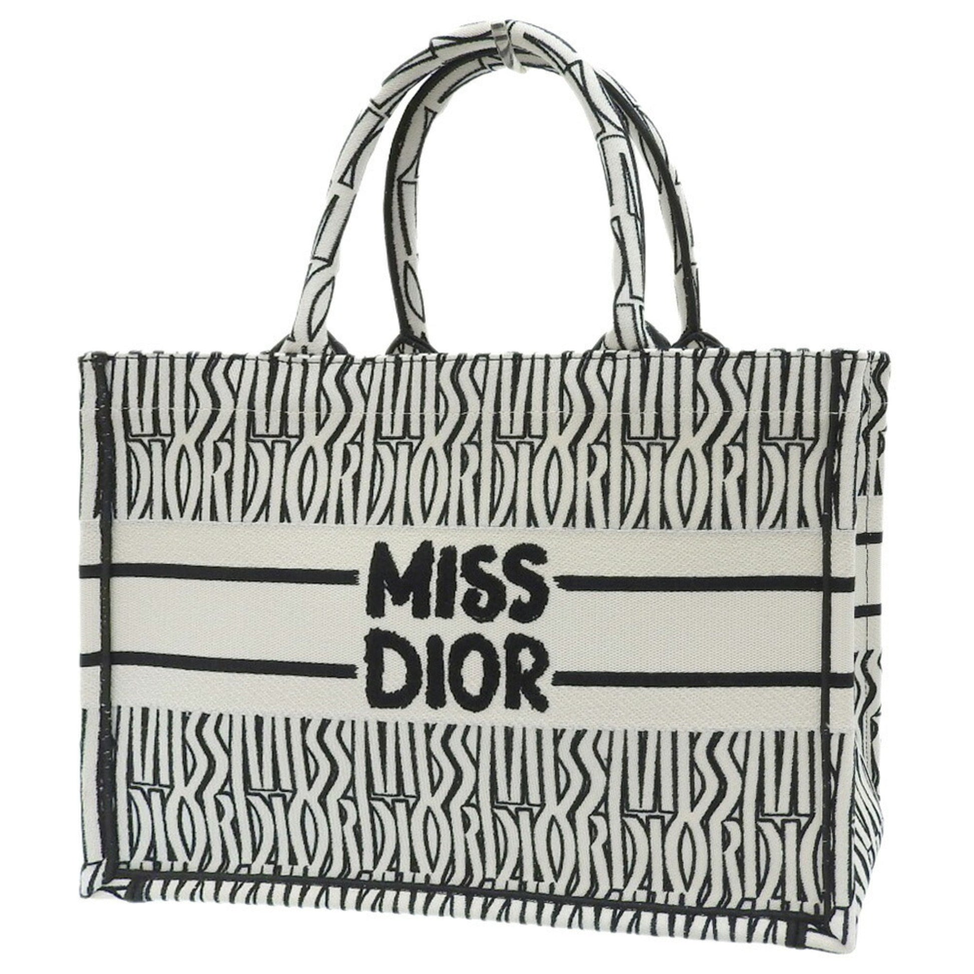 Christian Dior Black White Jacquard Tote Bag  