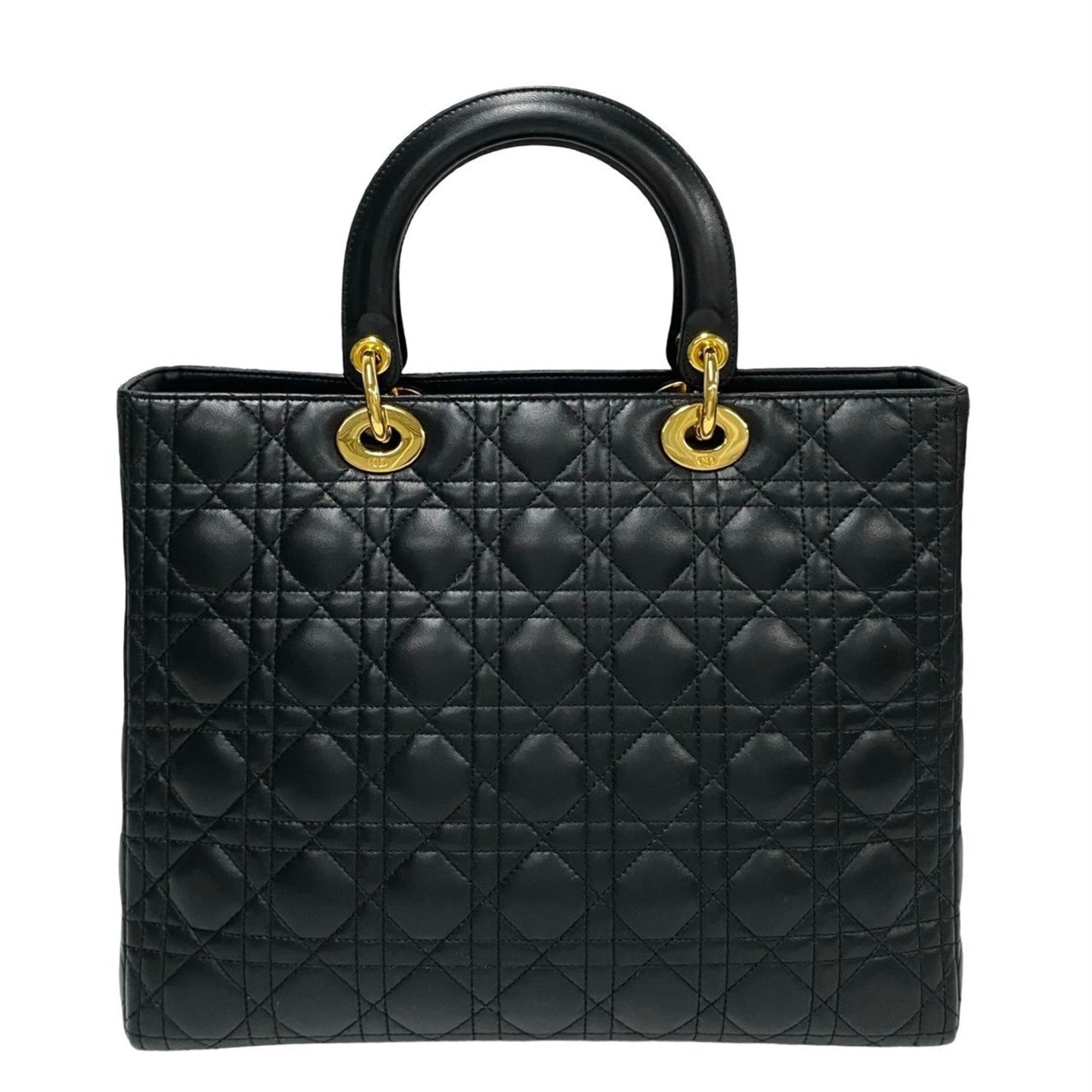 Christian Dior Black Leather Handbag Tote Bag  