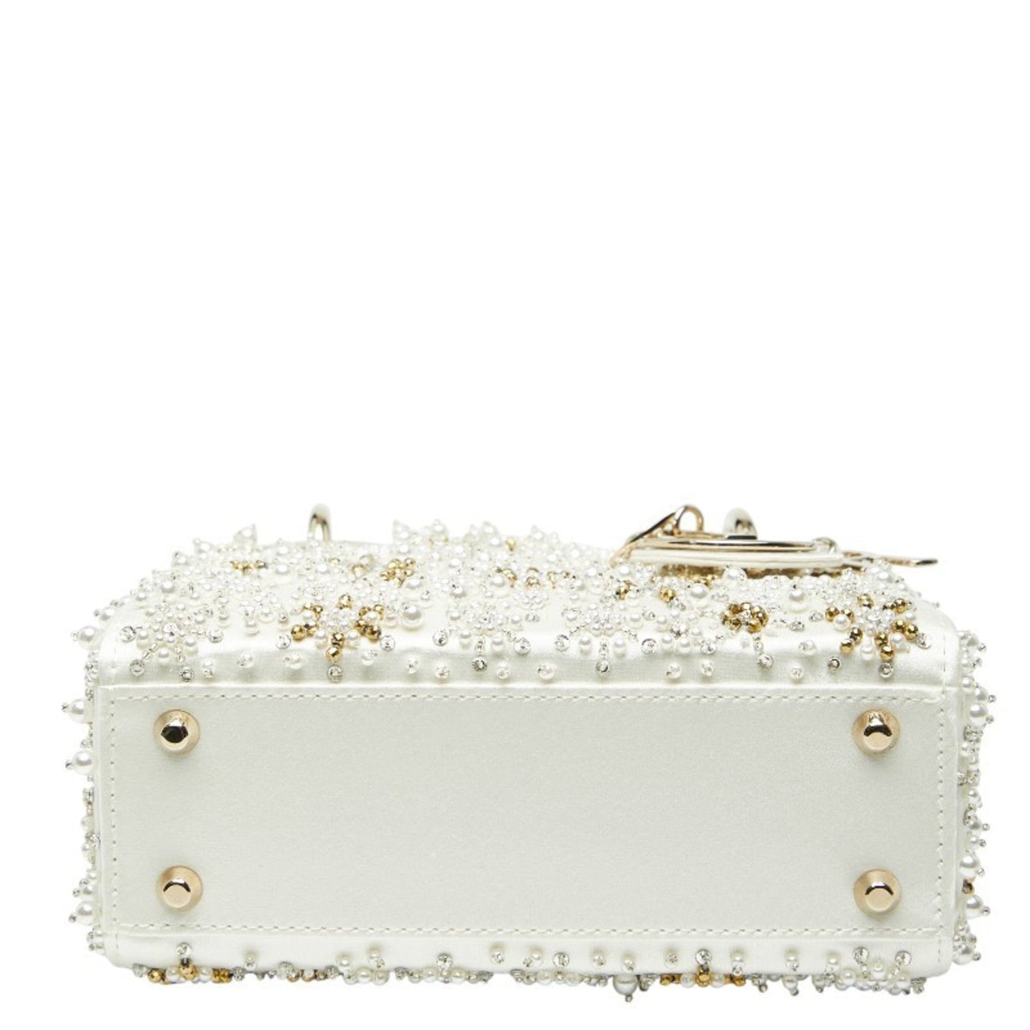 Christian Dior Lady Dior White Silk Handbag Shoulder Bag  
