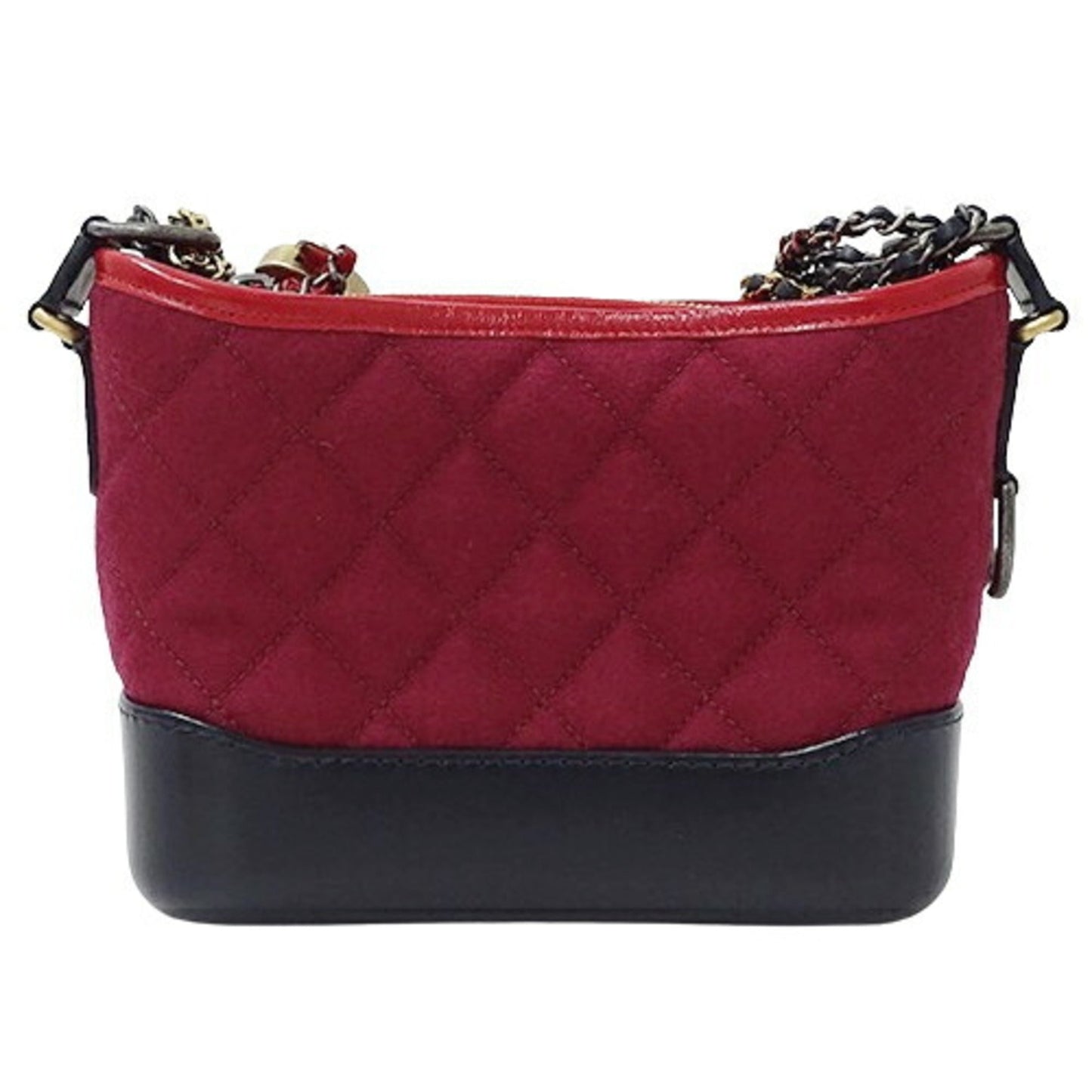 CHANEL Bag Gabrielle de Chanel Women s Shoulder Chain Wool Leather Red Black Compact