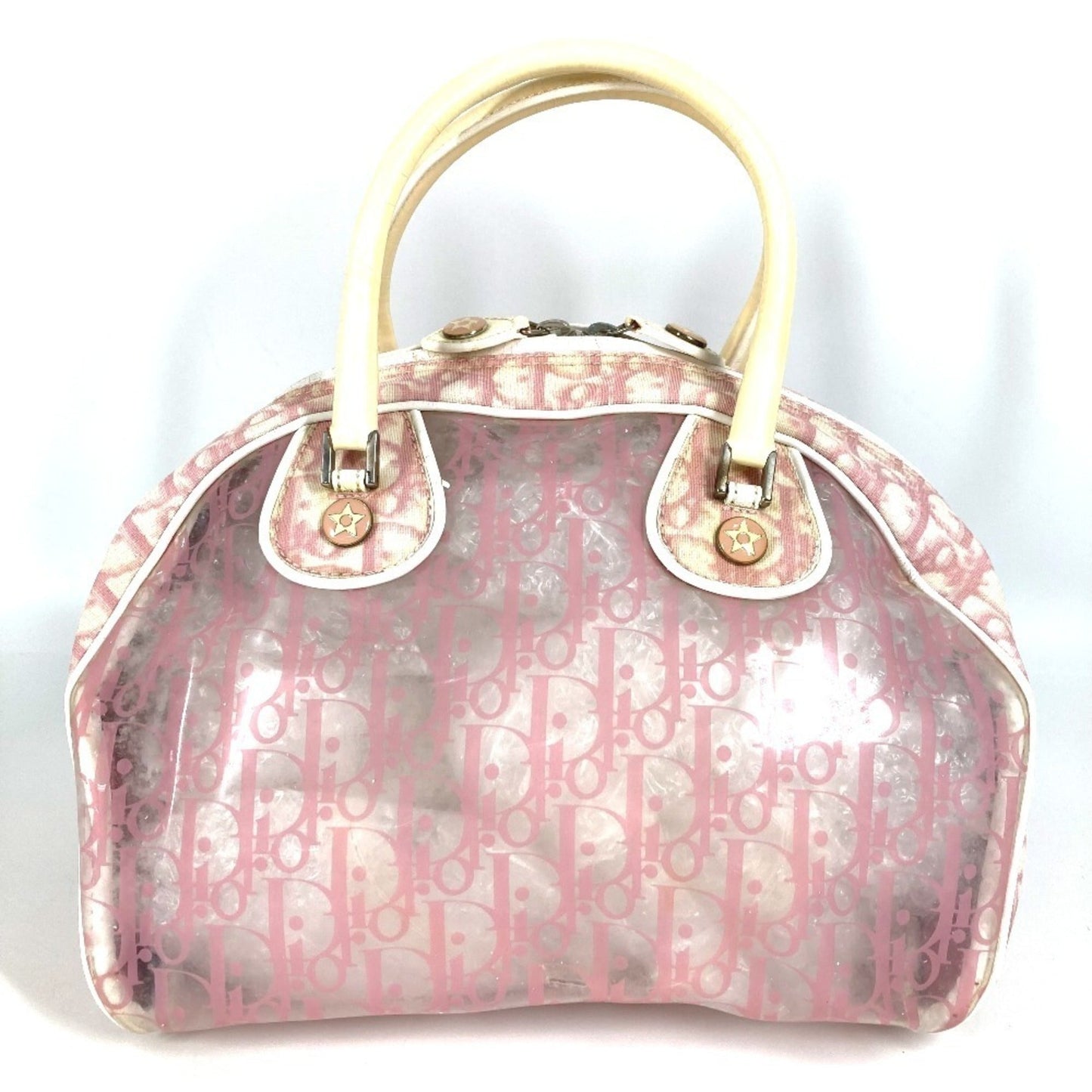 Christian Dior Pink Yellow Trotter Boston Bag Handbag Tote Bag  