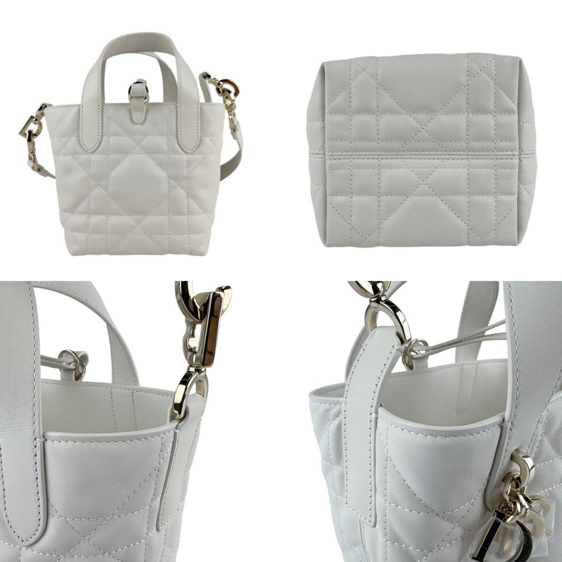 Christian Dior White Leather Handbag Shoulder Bag  