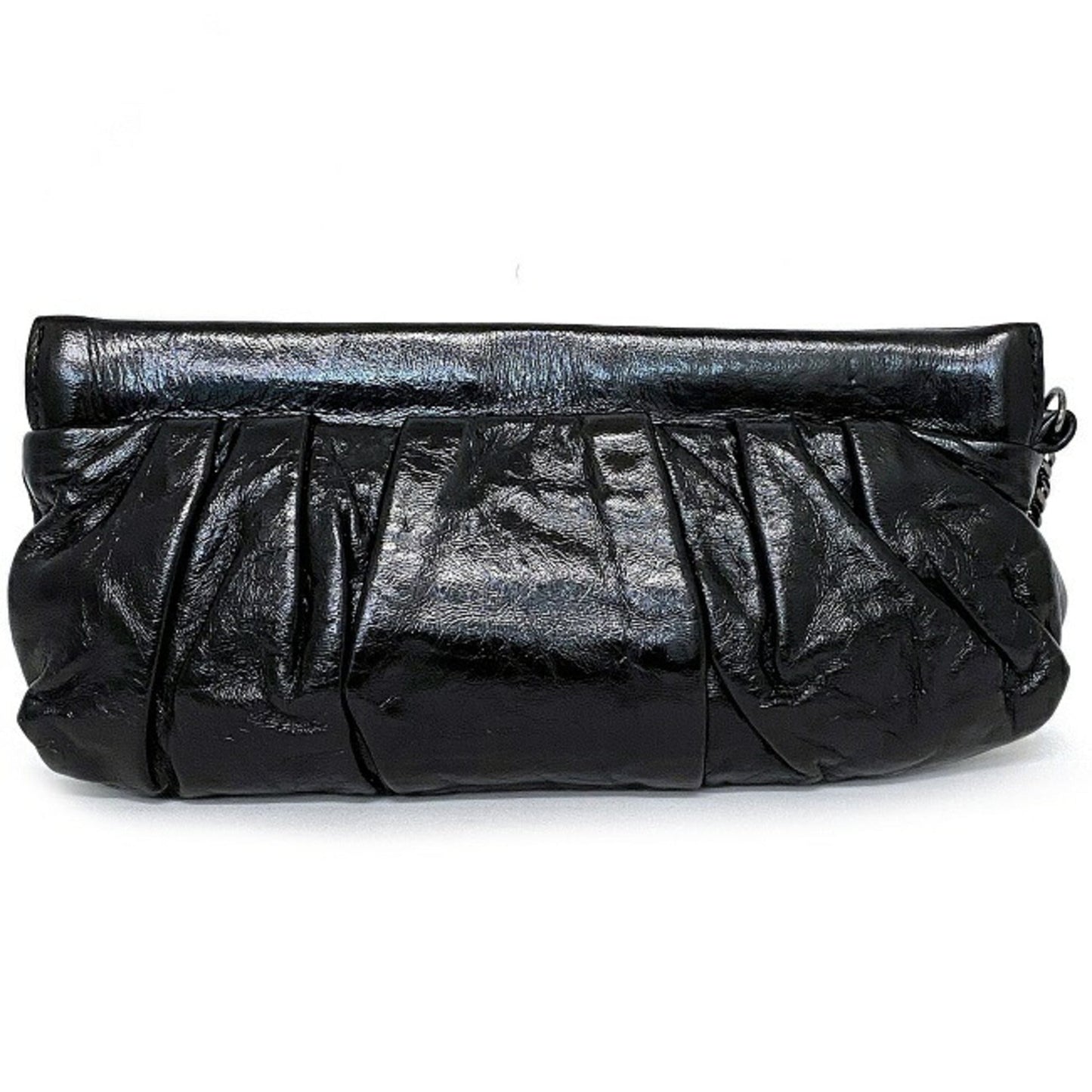 Gucci Black Leather Patent Leather Clutch Style 2