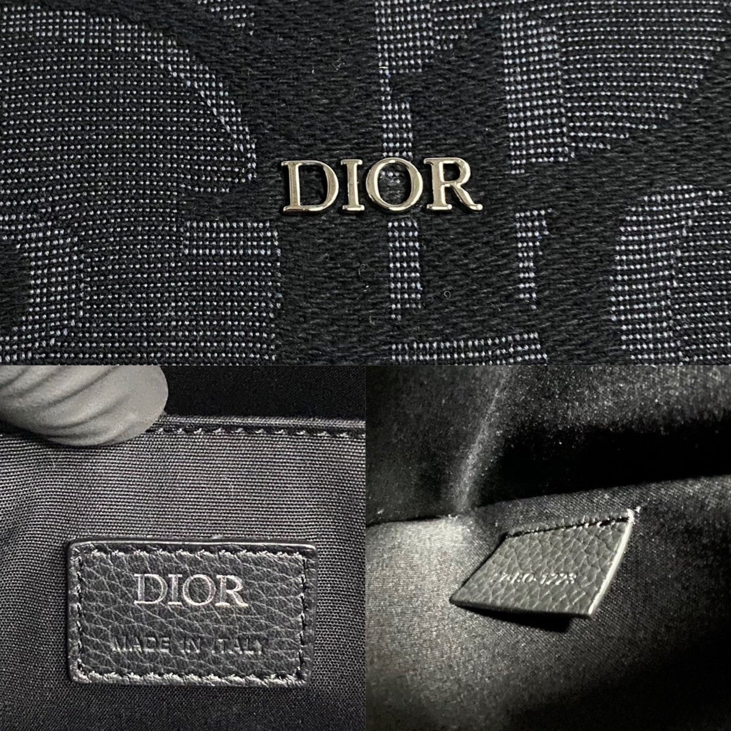 Christian Dior Black Leather Canvas Tote Bag  