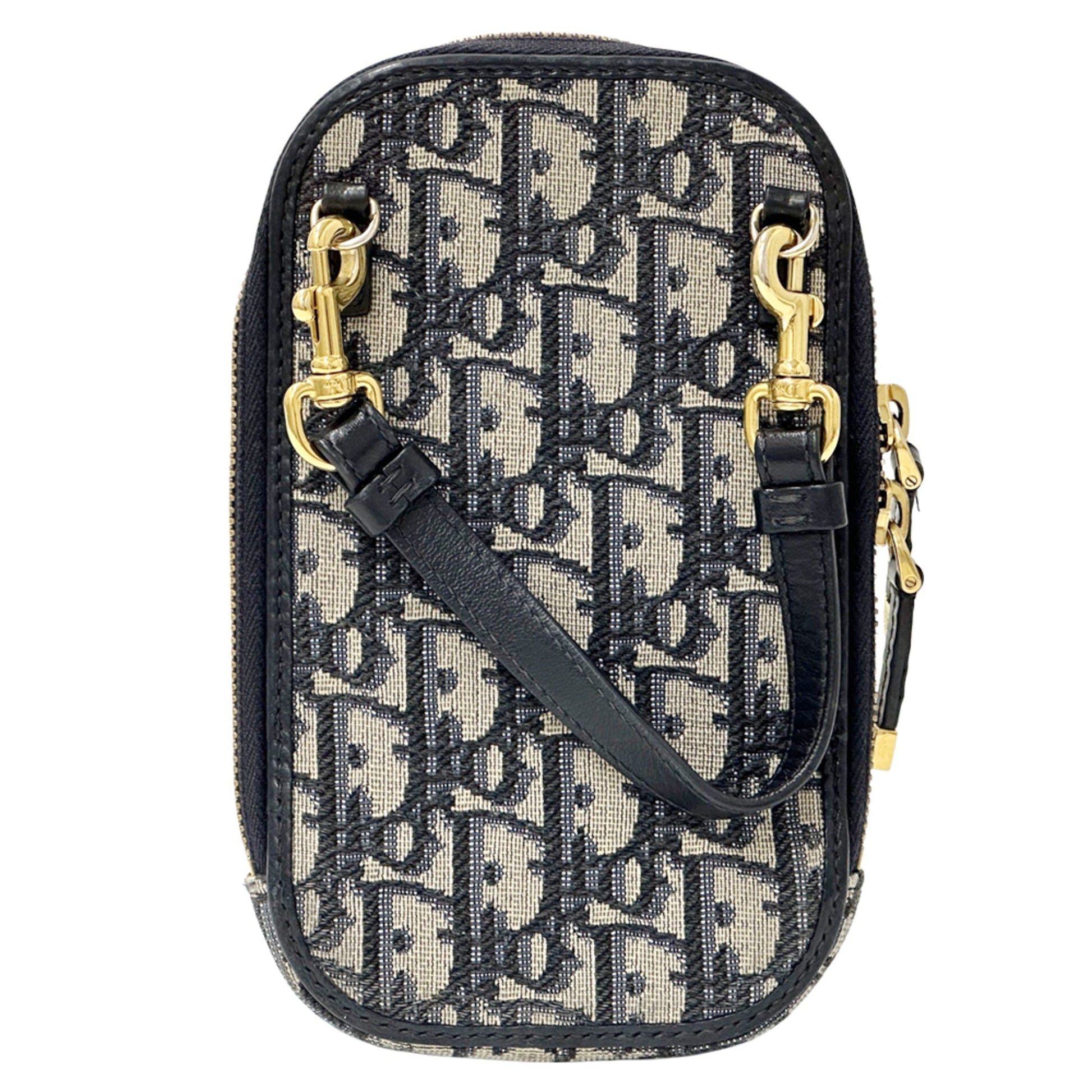 Christian Dior Beige Navy Jacquard Shoulder Bag  