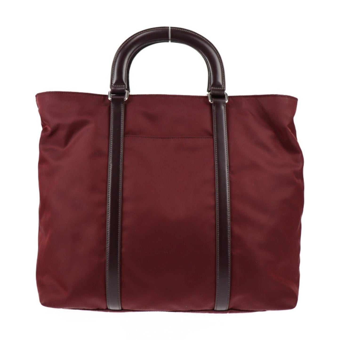 Prada Tote Bag Nylon Leather GRANATO Garnet Bordeaux 2WAY Shoulder Triangle Logo