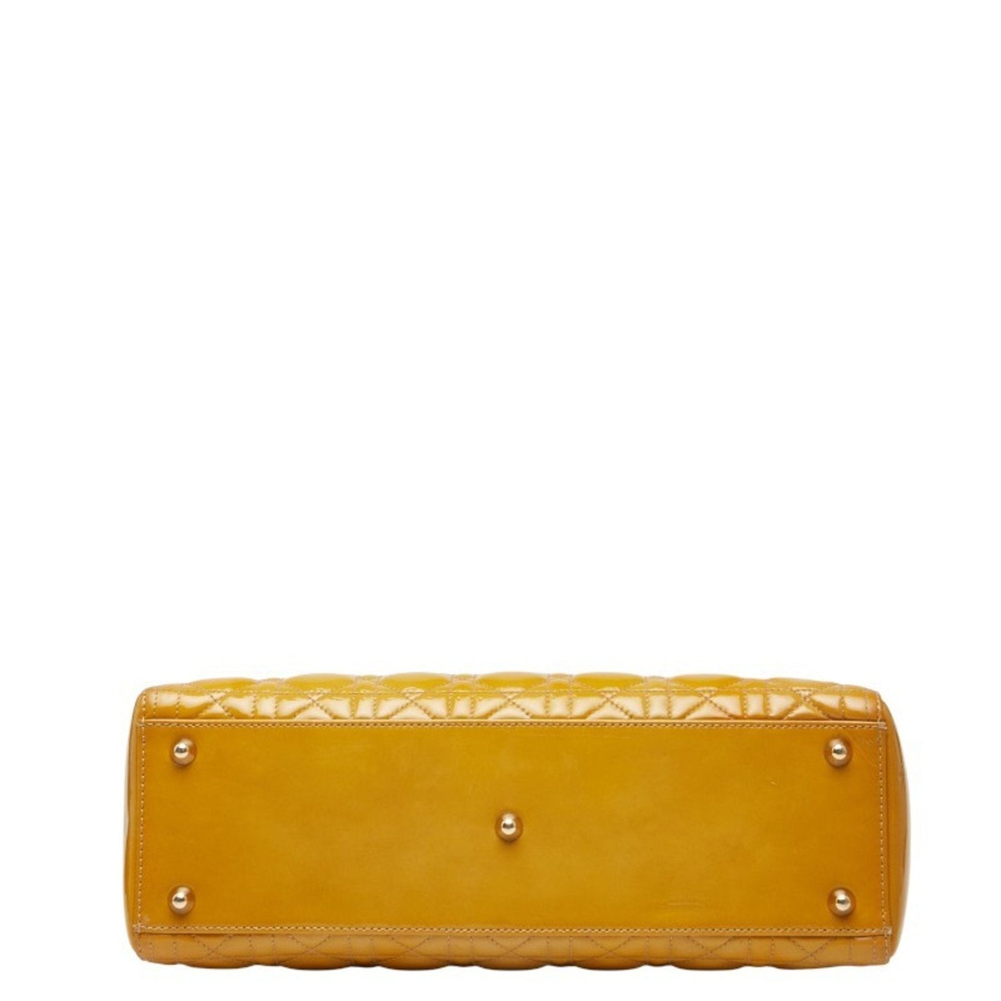 Christian Dior Lady Dior Yellow Patent Leather Handbag Shoulder Bag  