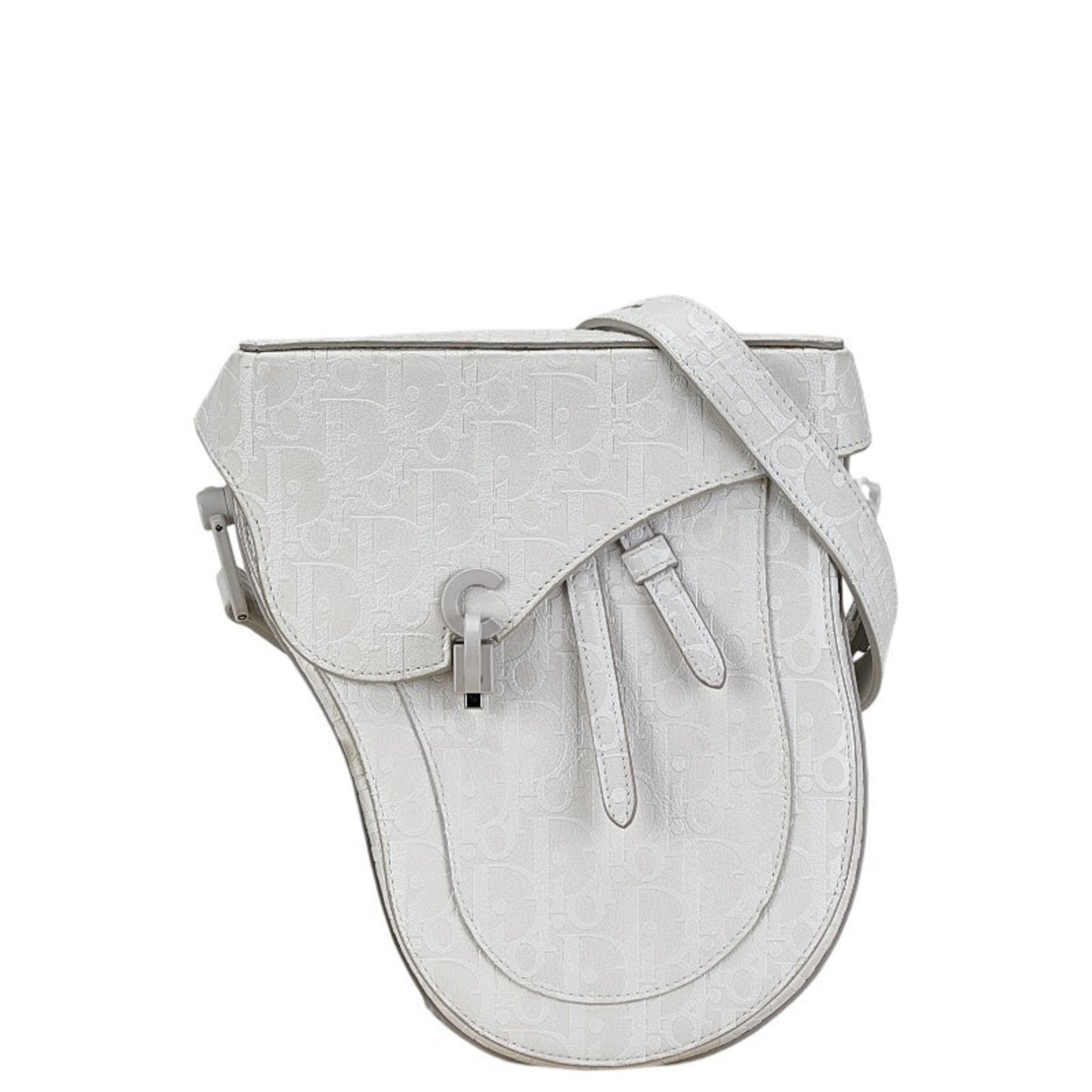 Christian Dior White Leather Saddle Bag Shoulder Bag  