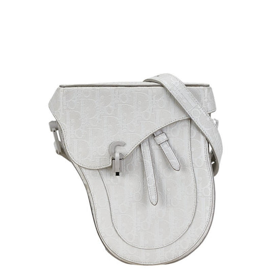 Christian Dior White Leather Saddle Bag Shoulder Bag  