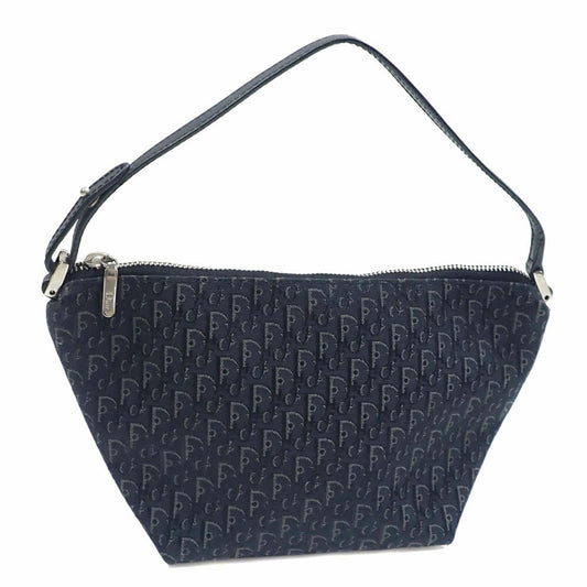Christian Dior Black Canvas Leather Handbag Pouch  