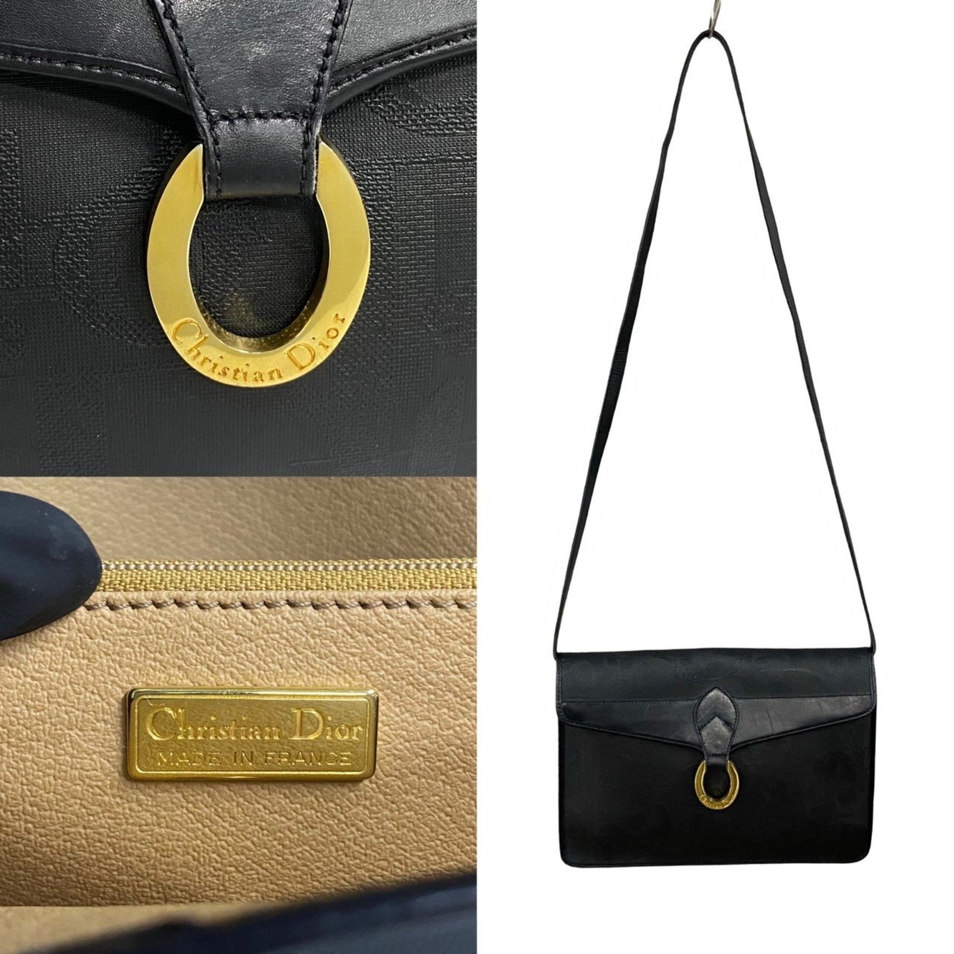 Christian Dior Black Leather Pvc Pochette Shoulder Bag  