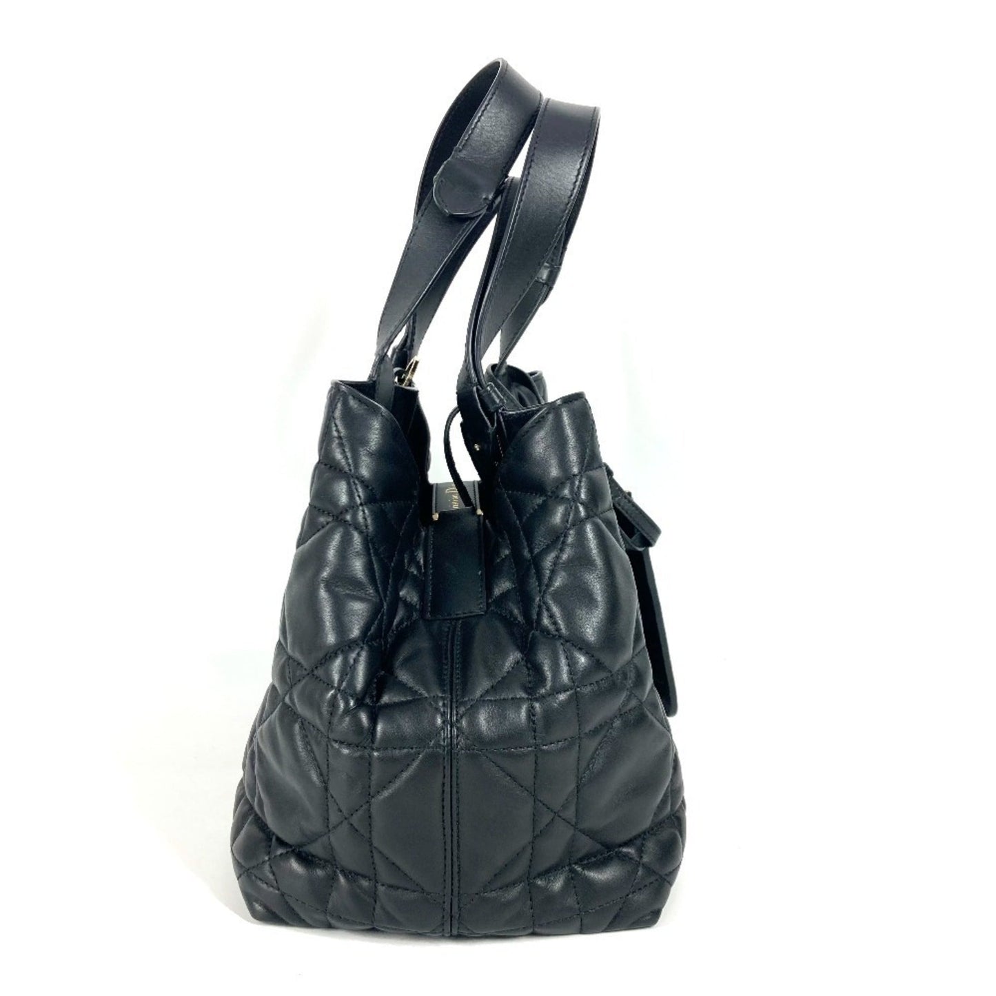 Christian Dior Black Leather Handbag Pouch Shoulder Bag Tote Bag  