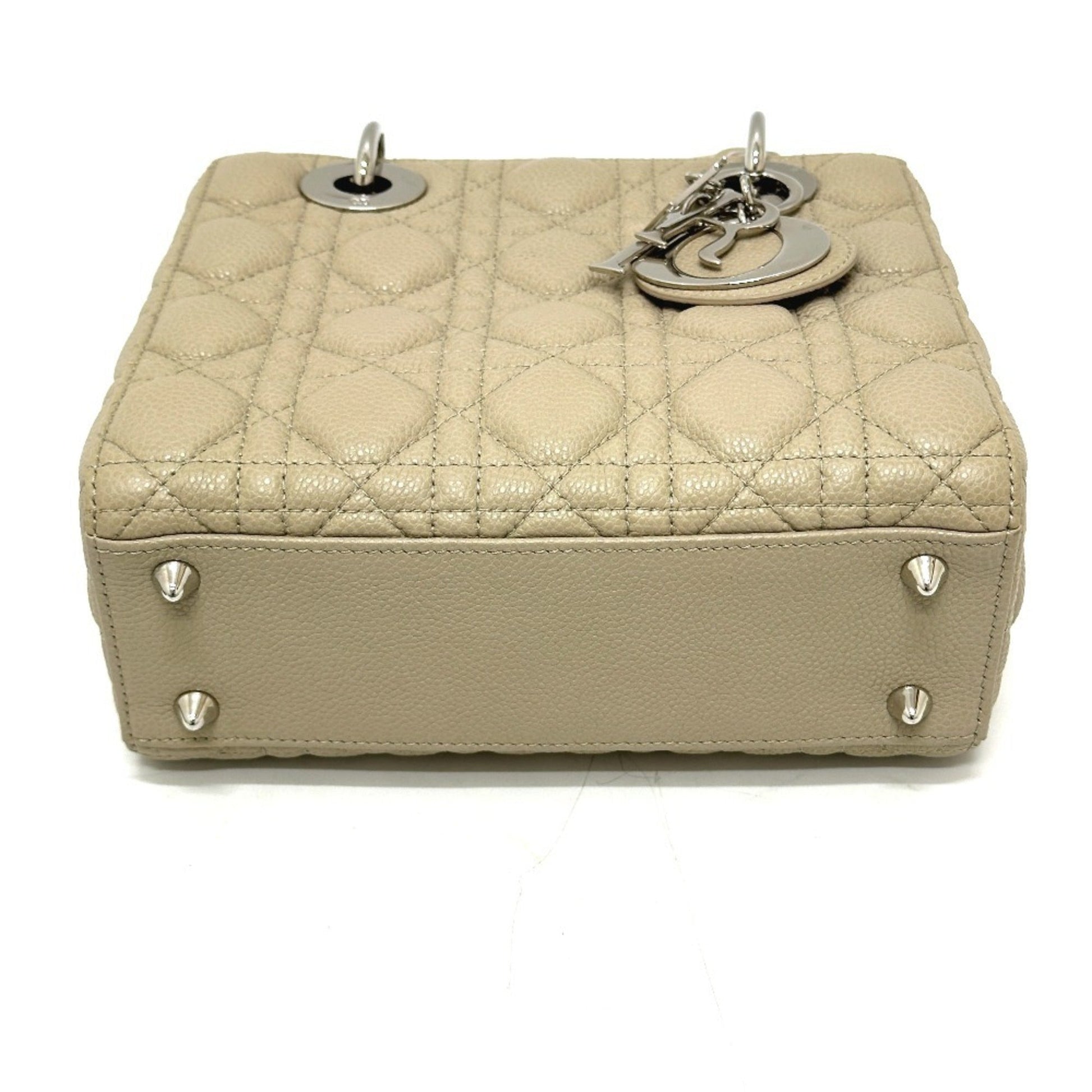 Christian Dior Lady Dior Beige Leather Handbag  