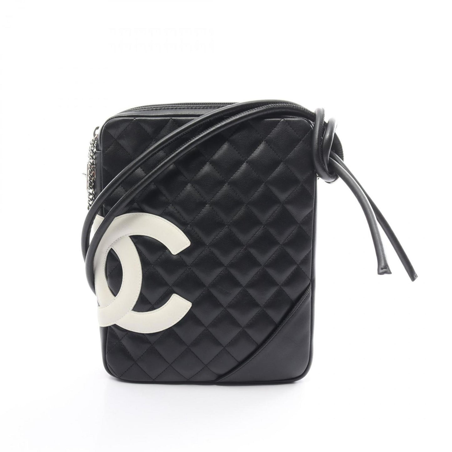 CHANEL Cambon Line Shoulder Bag Leather Women s Black White A25178
