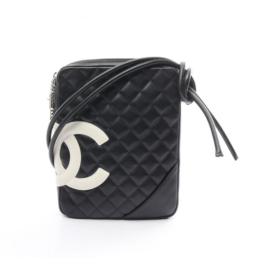 CHANEL Cambon Line Shoulder Bag Leather Women s Black White A25178