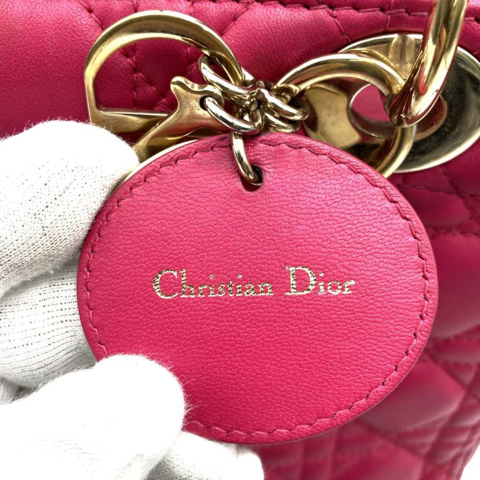 Christian Dior Pink Leather Handbag Shoulder Bag  